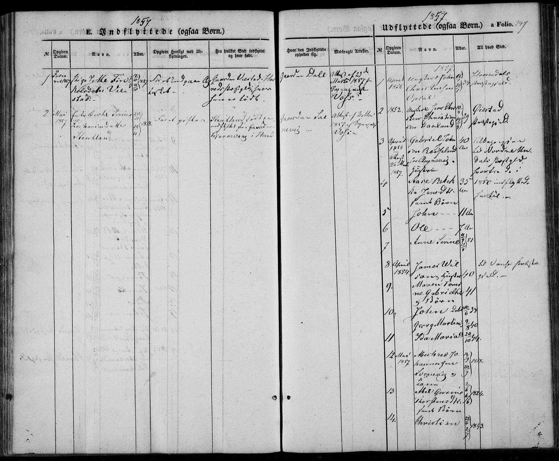 Lyngdal sokneprestkontor, SAK/1111-0029/F/Fa/Fac/L0009: Parish register (official) no. A 9, 1852-1864, p. 247