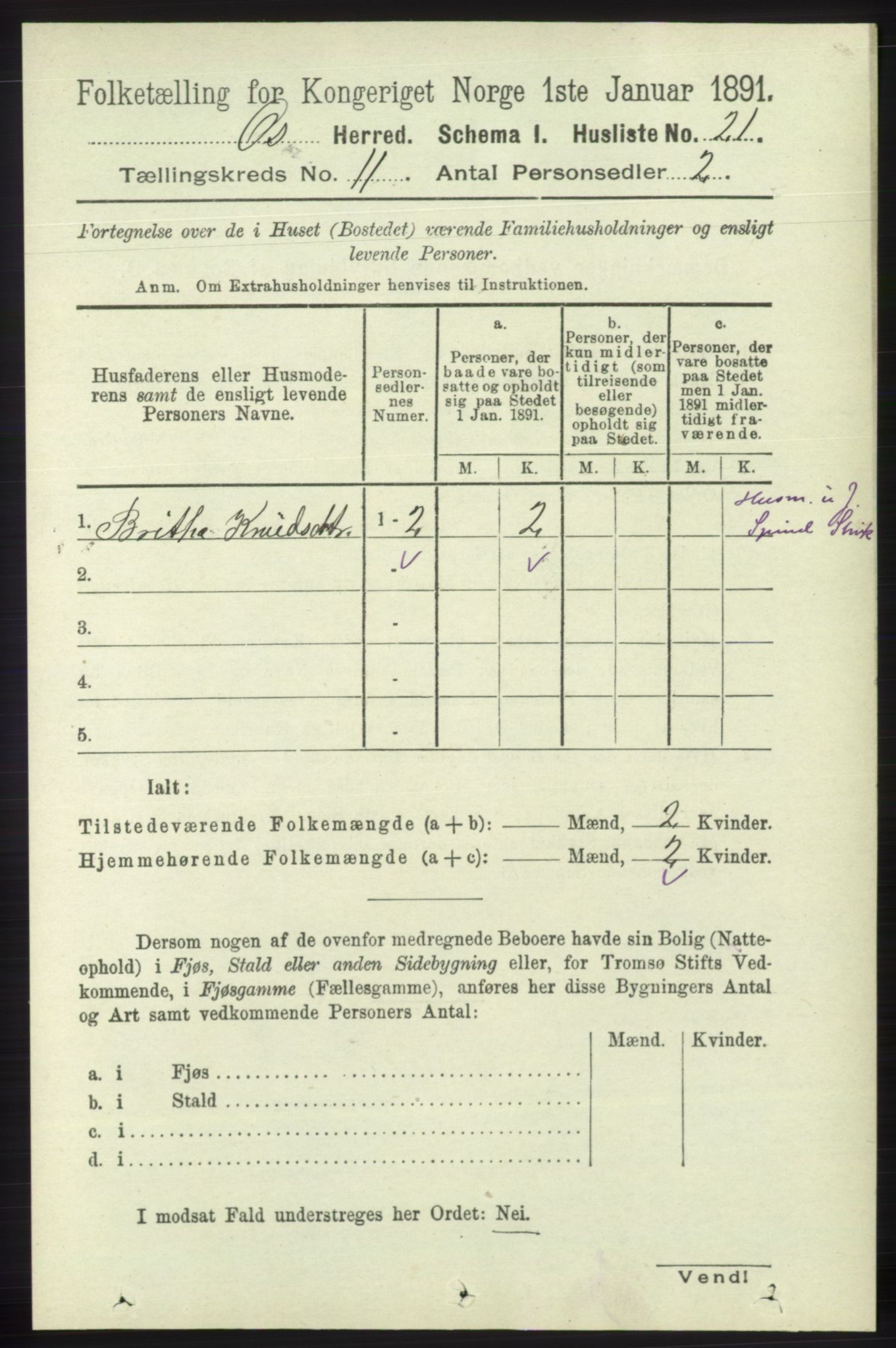 RA, 1891 census for 1243 Os, 1891, p. 2567