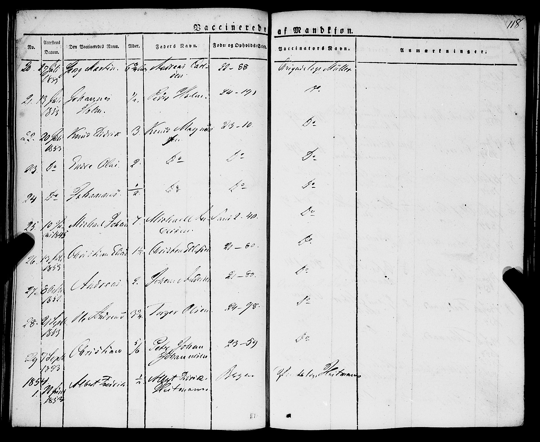 Korskirken sokneprestembete, AV/SAB-A-76101/H/Haa/L0050: Parish register (official) no. F 1, 1821-1869, p. 118