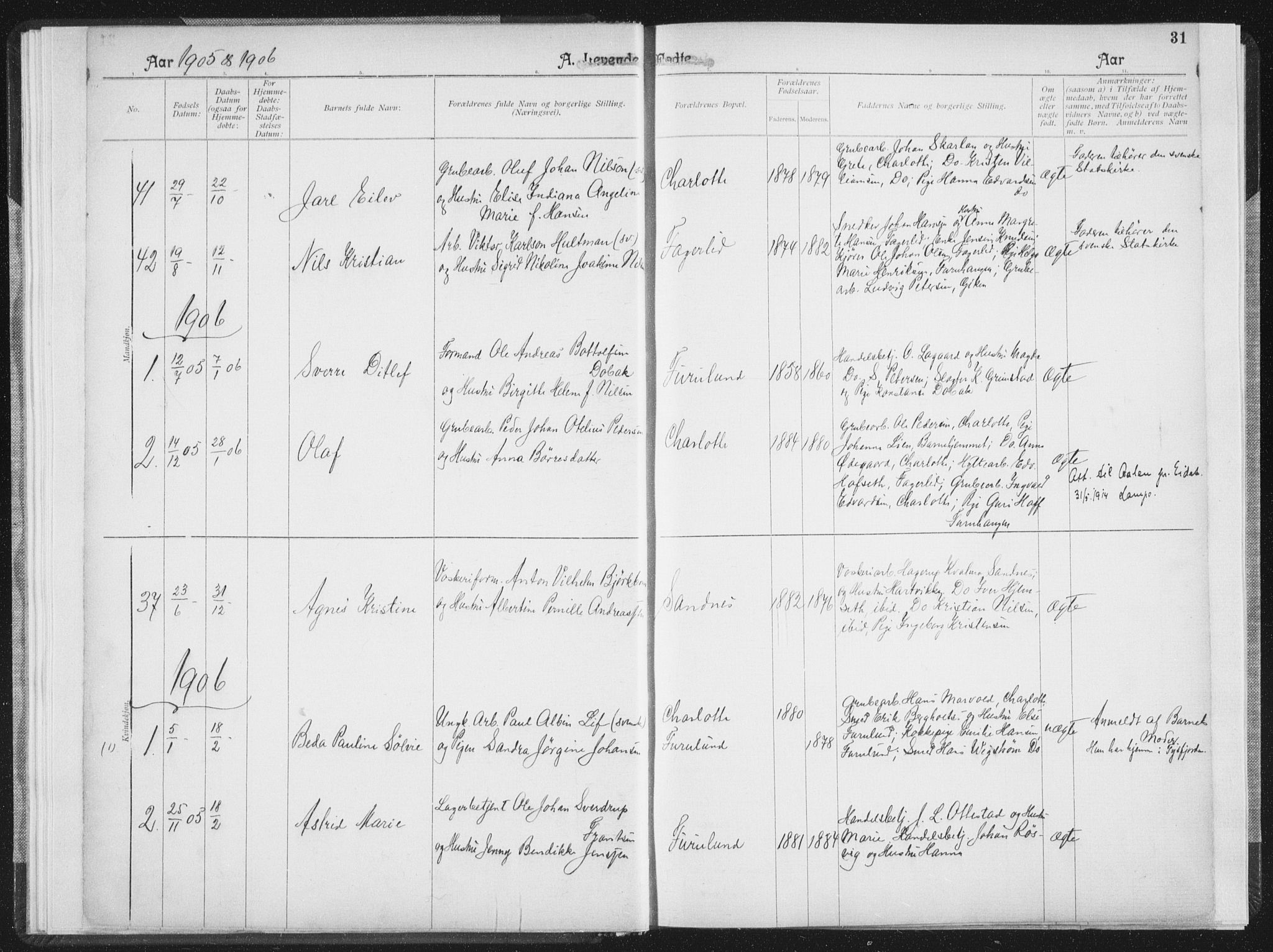 Ministerialprotokoller, klokkerbøker og fødselsregistre - Nordland, SAT/A-1459/850/L0711: Curate's parish register no. 850B01, 1902-1915, p. 31