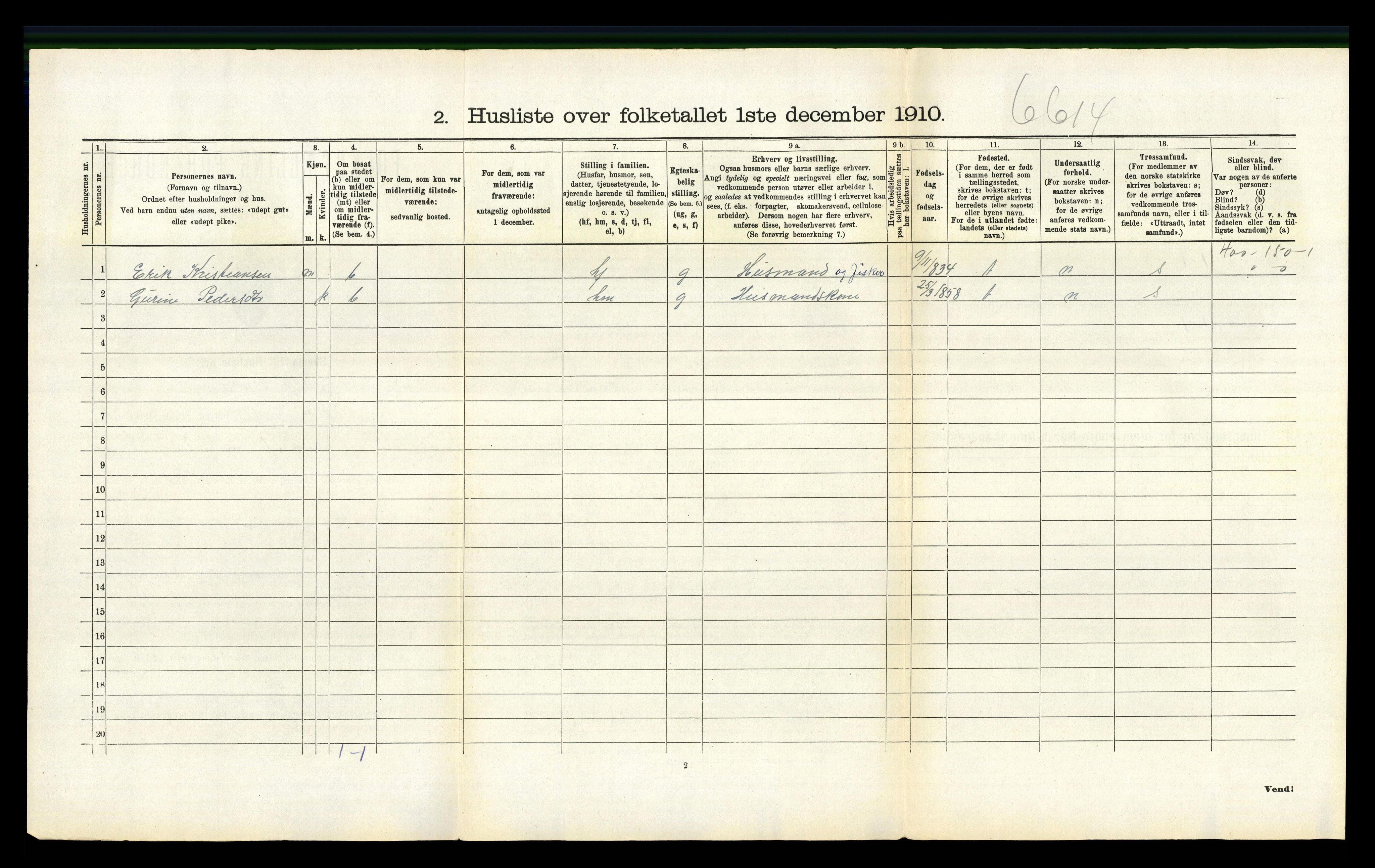 RA, 1910 census for Valestrand, 1910, p. 83