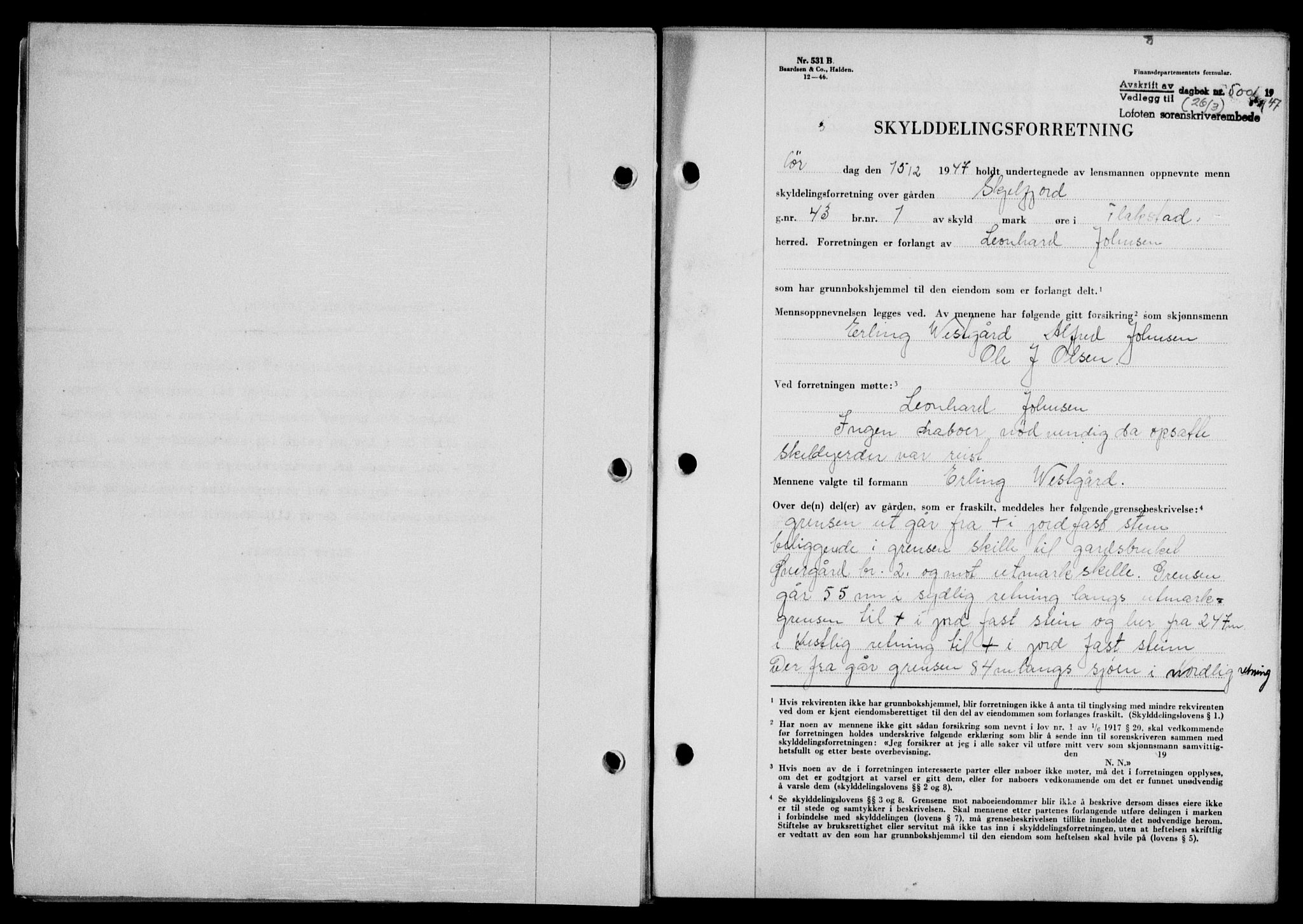 Lofoten sorenskriveri, SAT/A-0017/1/2/2C/L0015a: Mortgage book no. 15a, 1946-1947, Diary no: : 500/1947