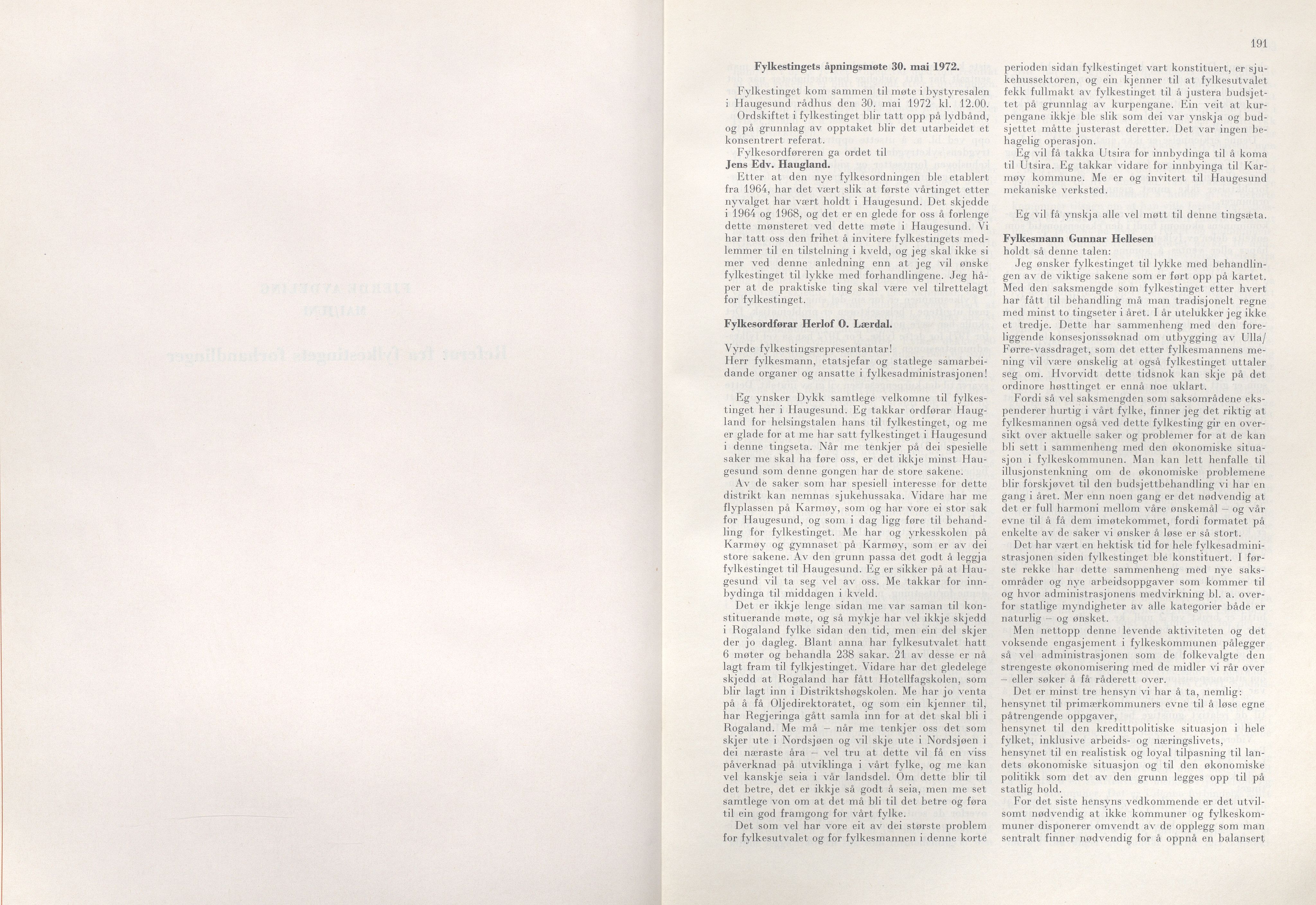 Rogaland fylkeskommune - Fylkesrådmannen , IKAR/A-900/A/Aa/Aaa/L0092: Møtebok , 1972, p. 191