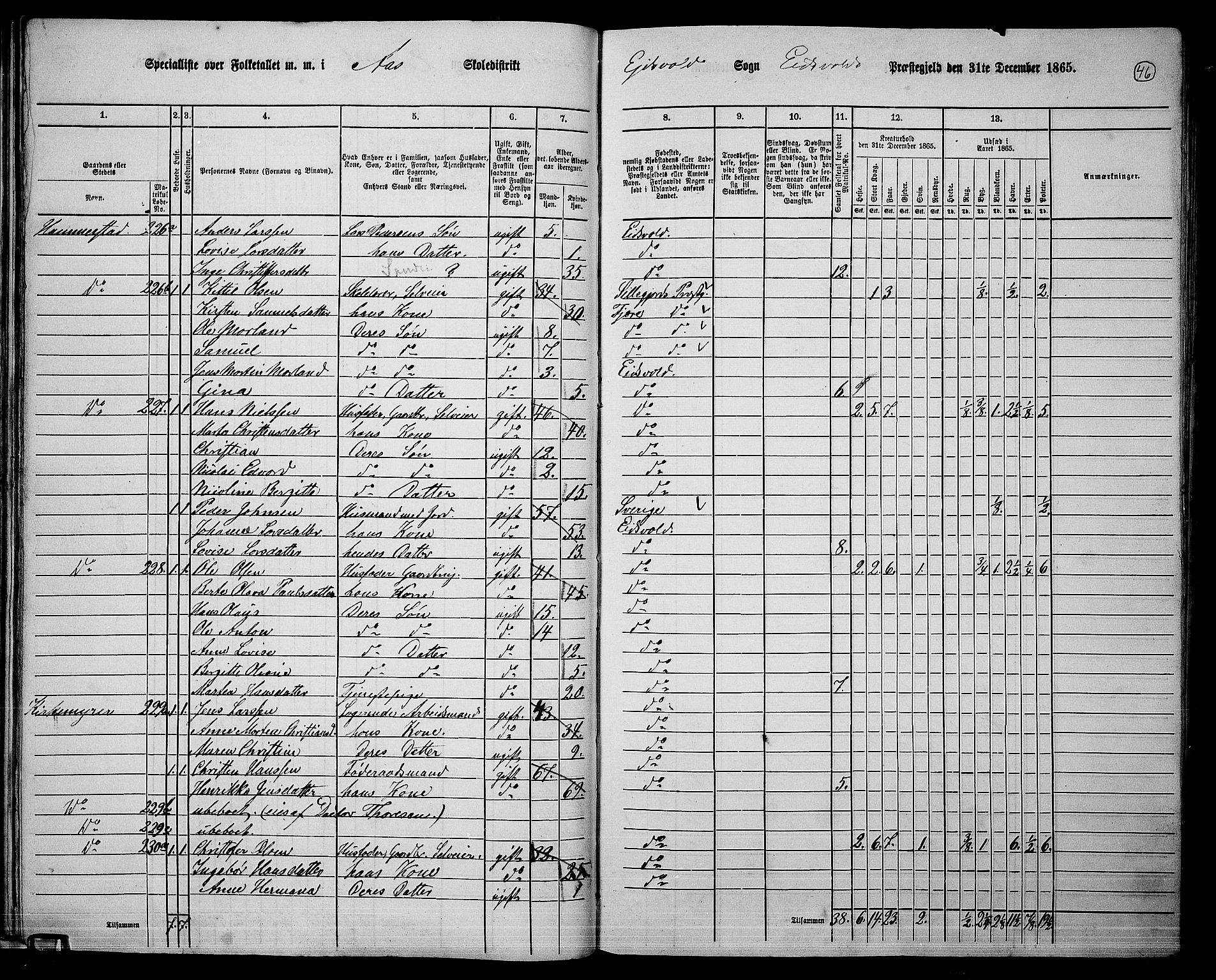 RA, 1865 census for Eidsvoll, 1865, p. 39