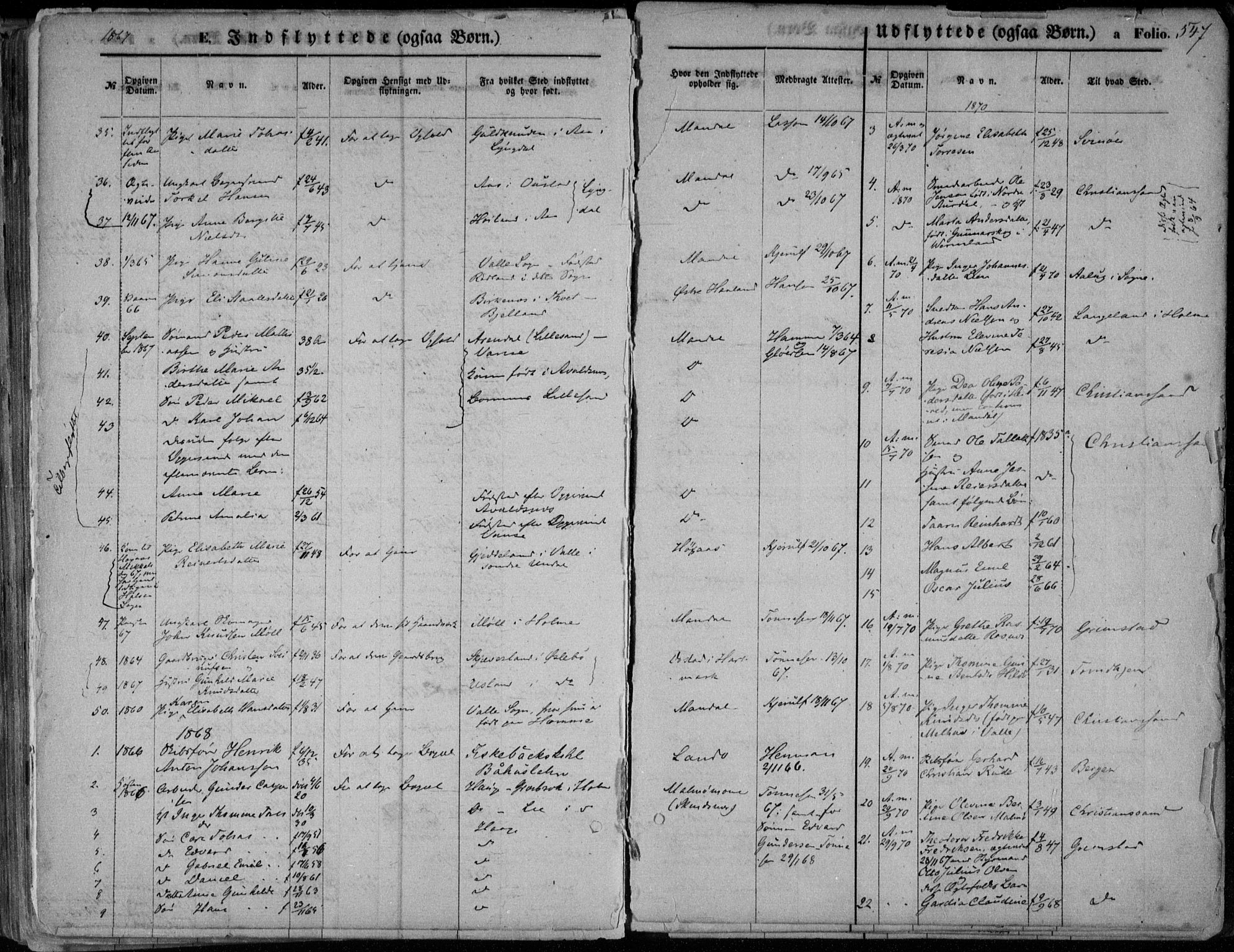 Mandal sokneprestkontor, AV/SAK-1111-0030/F/Fa/Faa/L0014: Parish register (official) no. A 14, 1859-1872, p. 547