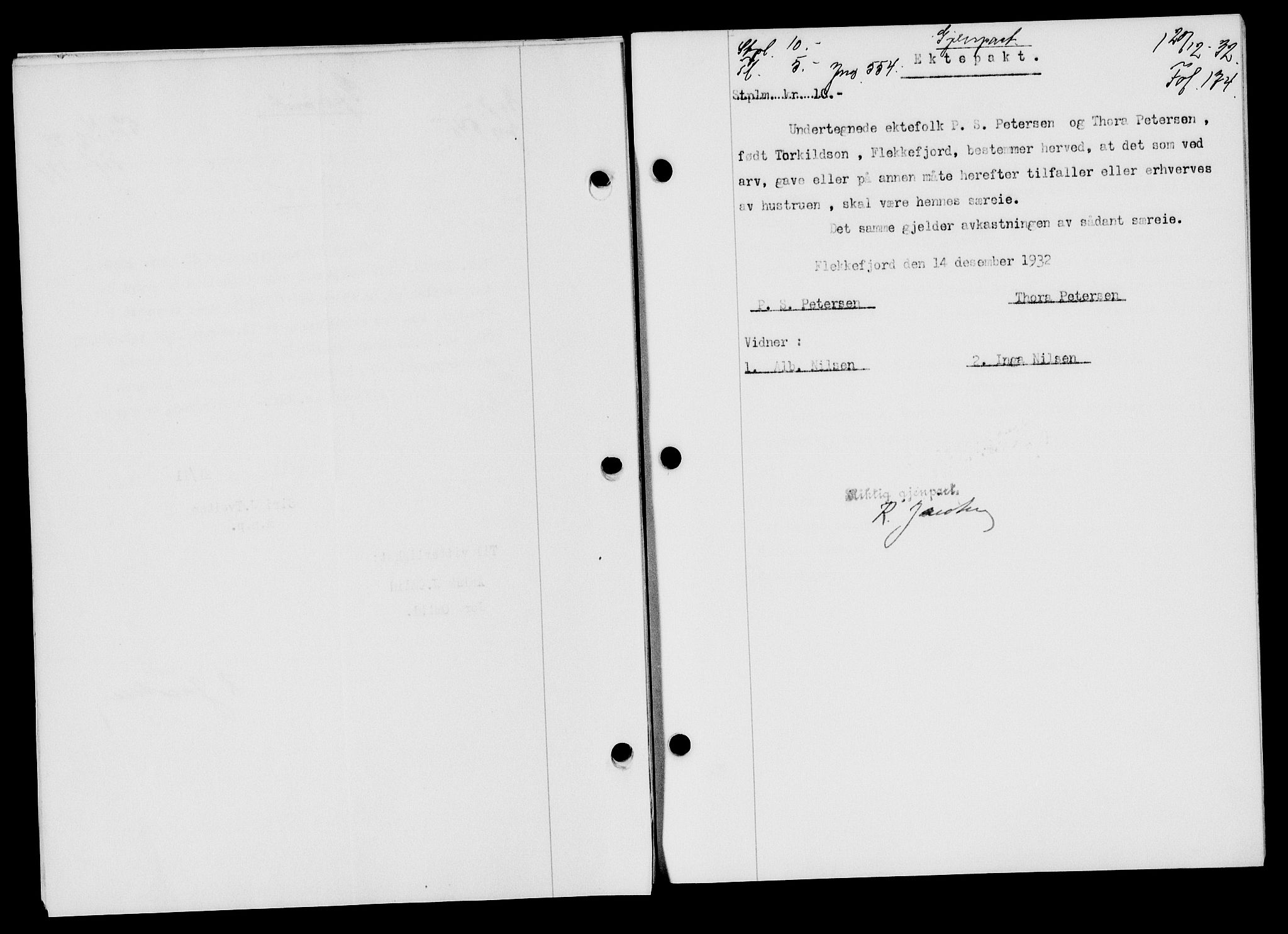 Flekkefjord sorenskriveri, SAK/1221-0001/G/Gb/Gba/L0047: Mortgage book no. 45, 1931-1932, Deed date: 20.12.1932