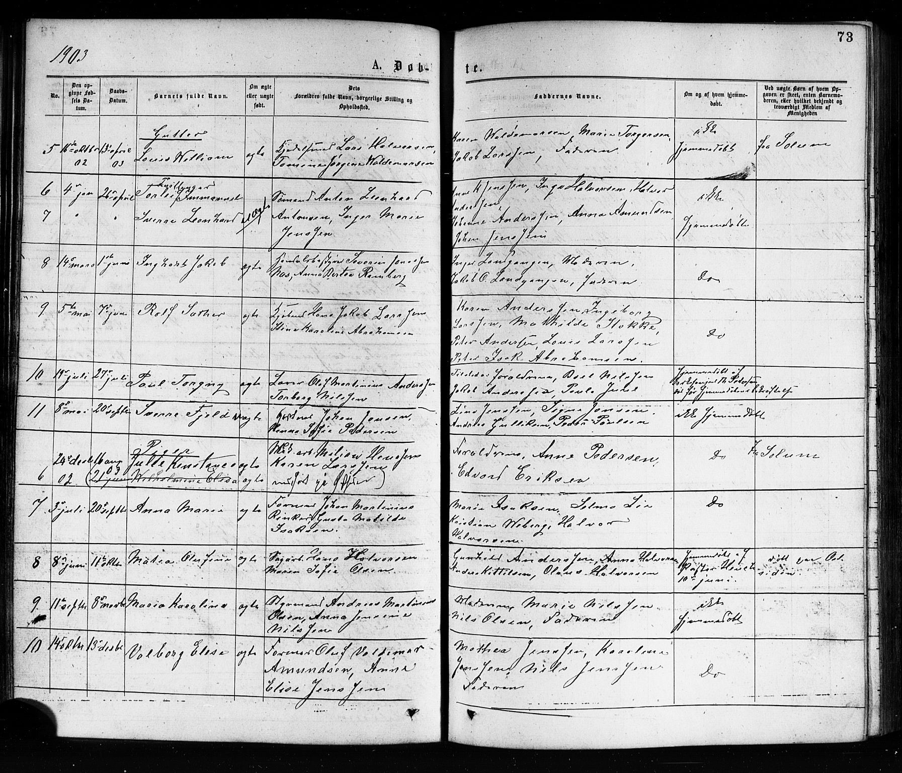 Porsgrunn kirkebøker , SAKO/A-104/G/Ga/L0003: Parish register (copy) no. I 3, 1877-1915, p. 73