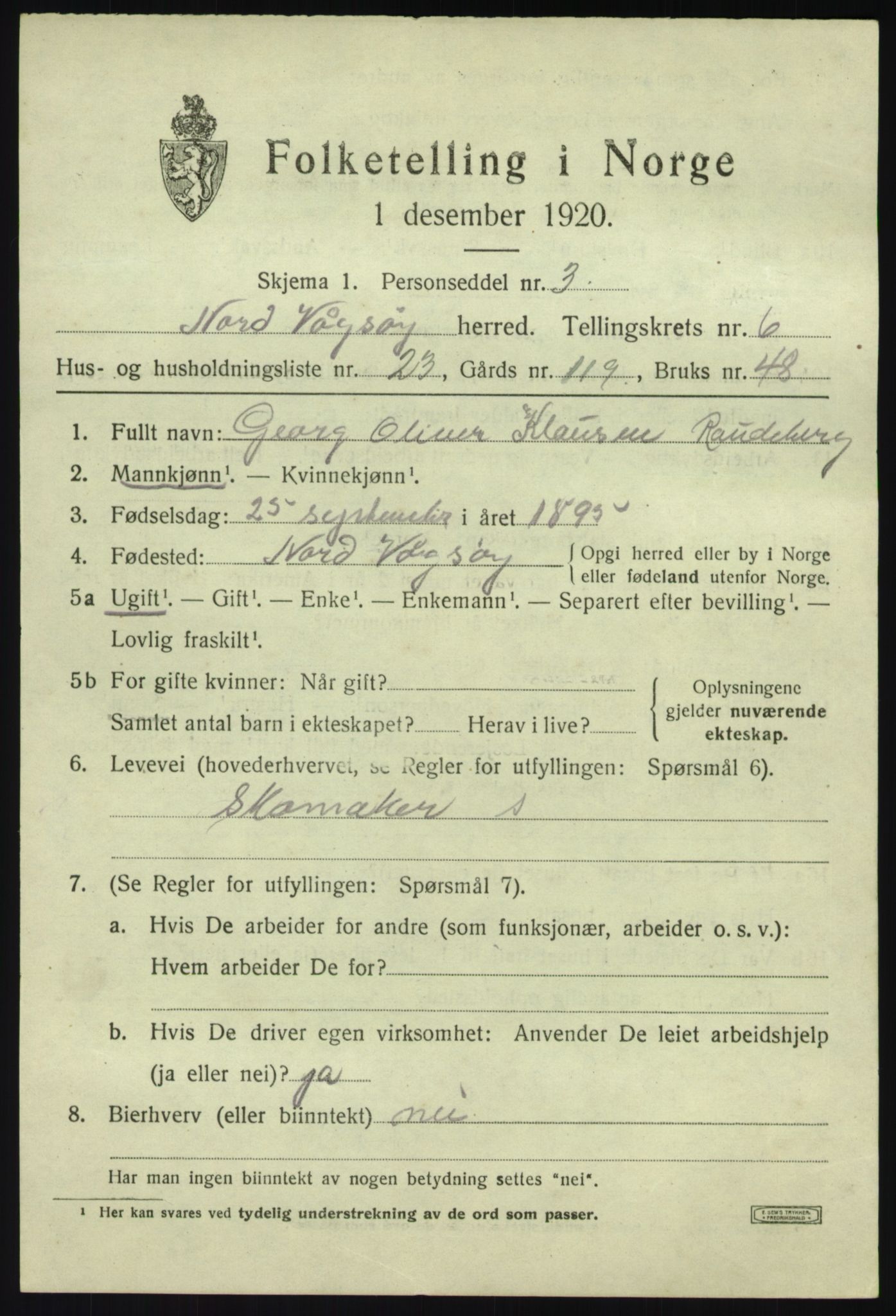 SAB, 1920 census for Nord-Vågsøy, 1920, p. 2528