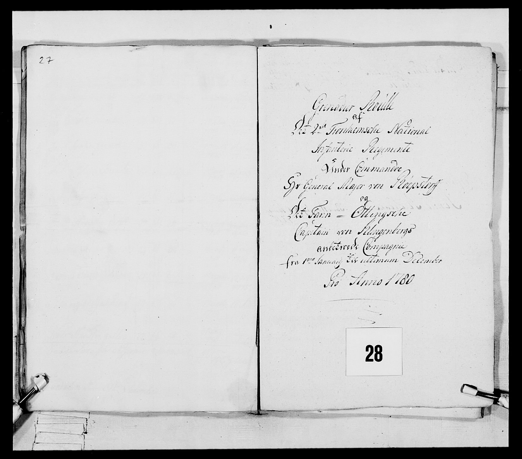 Generalitets- og kommissariatskollegiet, Det kongelige norske kommissariatskollegium, AV/RA-EA-5420/E/Eh/L0078: 2. Trondheimske nasjonale infanteriregiment, 1779-1780, p. 100