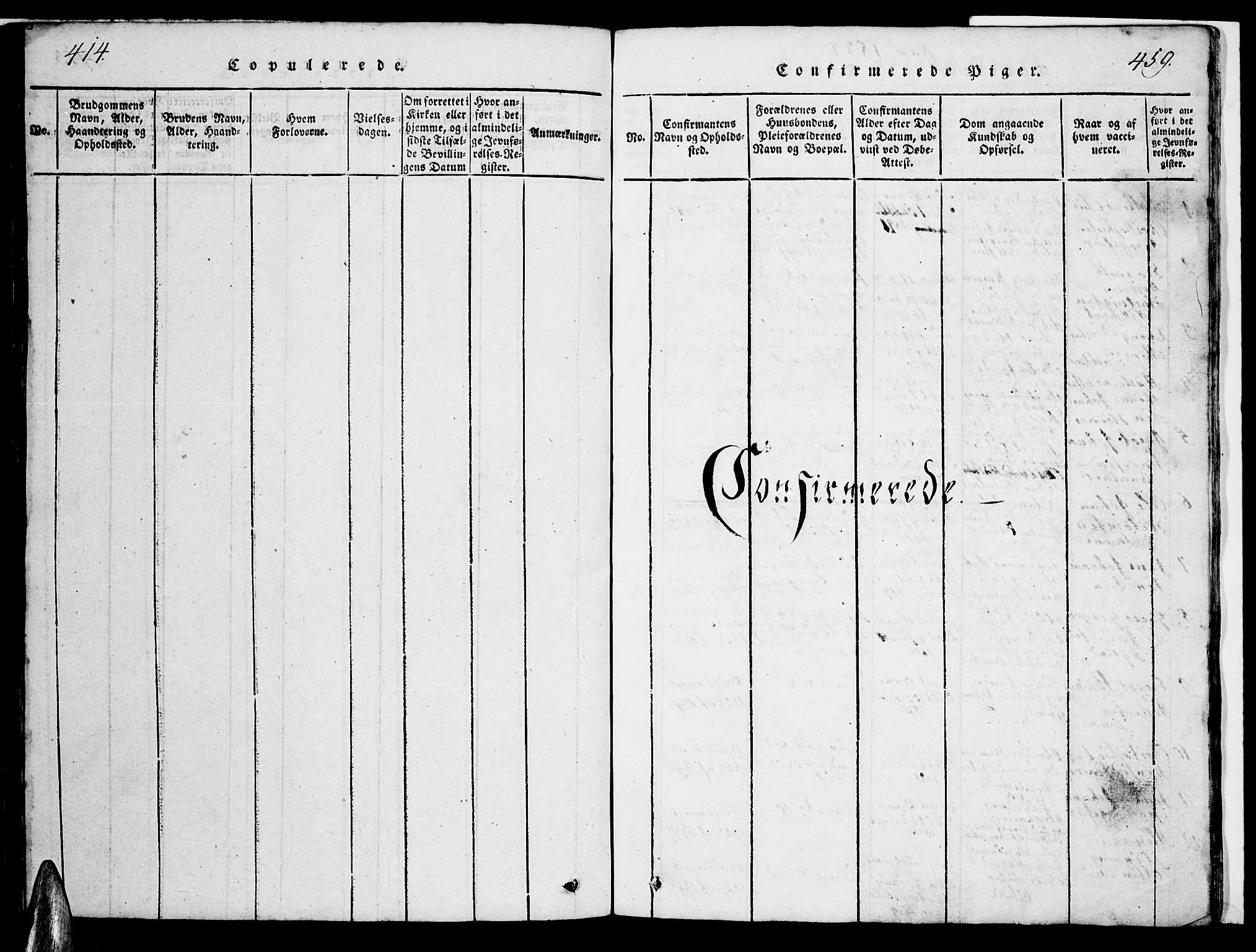 Ministerialprotokoller, klokkerbøker og fødselsregistre - Nordland, AV/SAT-A-1459/880/L1139: Parish register (copy) no. 880C01, 1836-1857, p. 414-459