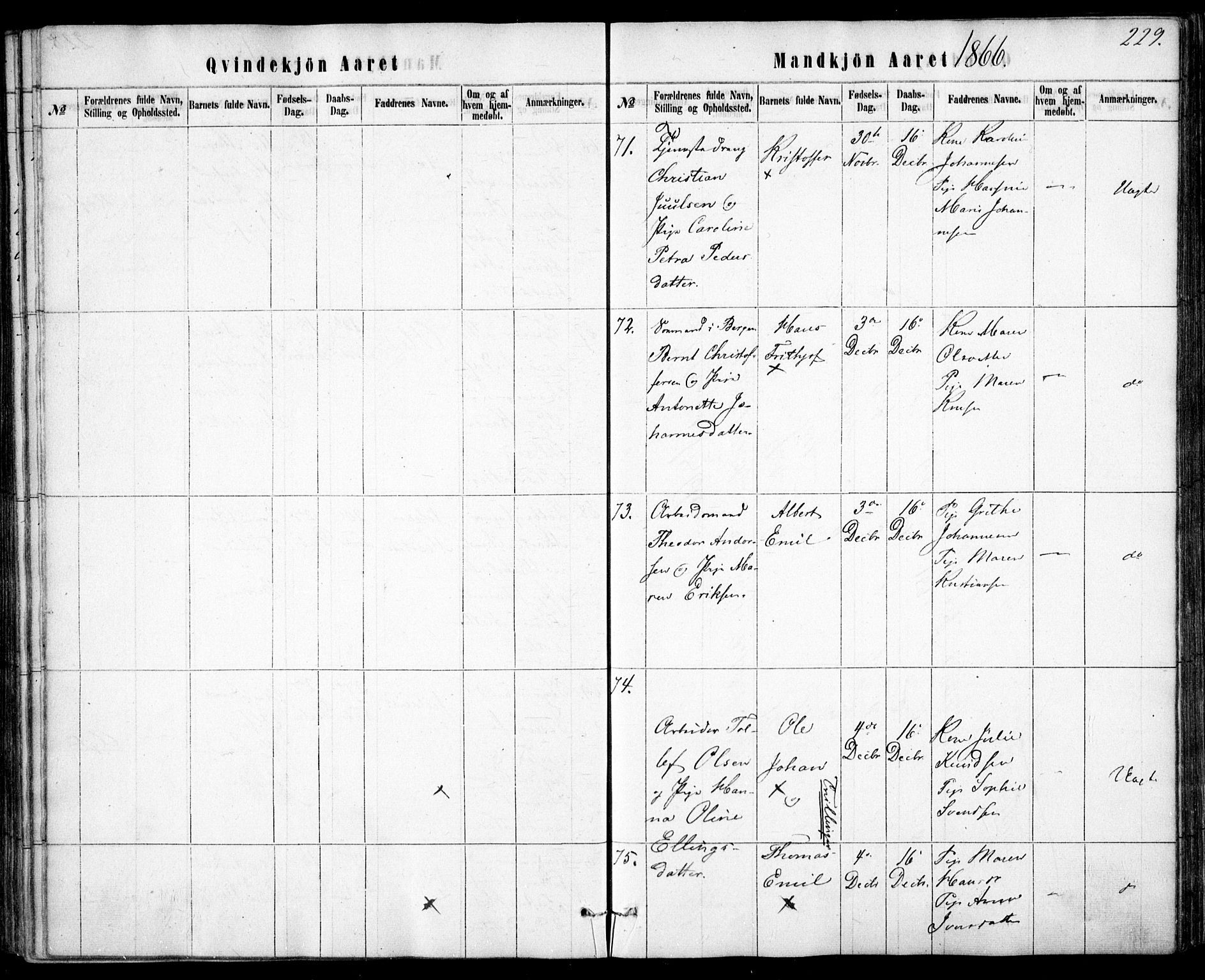 Rikshospitalet prestekontor Kirkebøker, AV/SAO-A-10309b/F/L0004: Parish register (official) no. 4, 1853-1870, p. 229