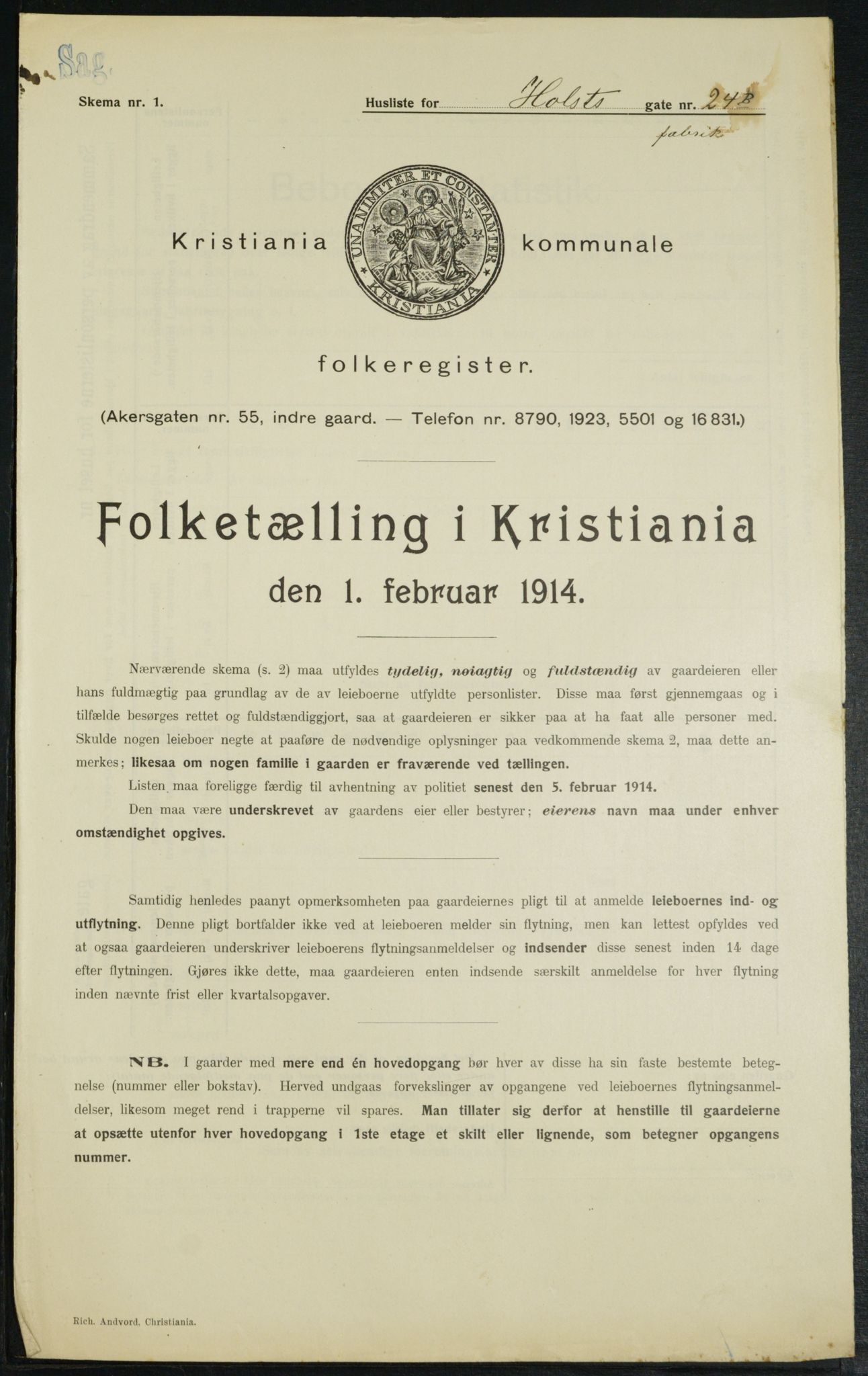 OBA, Municipal Census 1914 for Kristiania, 1914, p. 41179