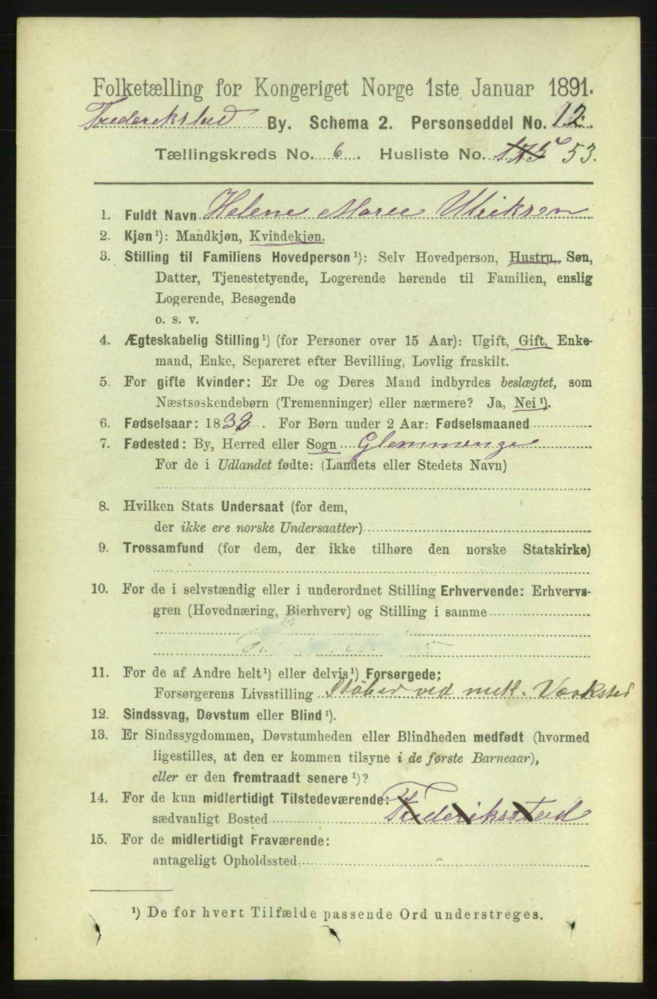 RA, 1891 census for 0103 Fredrikstad, 1891, p. 8141