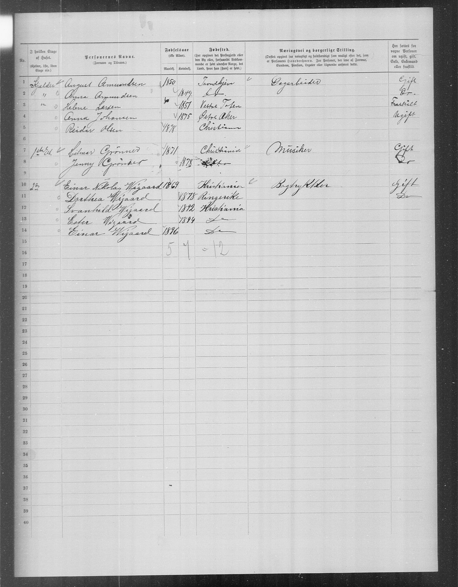 OBA, Municipal Census 1899 for Kristiania, 1899, p. 15597