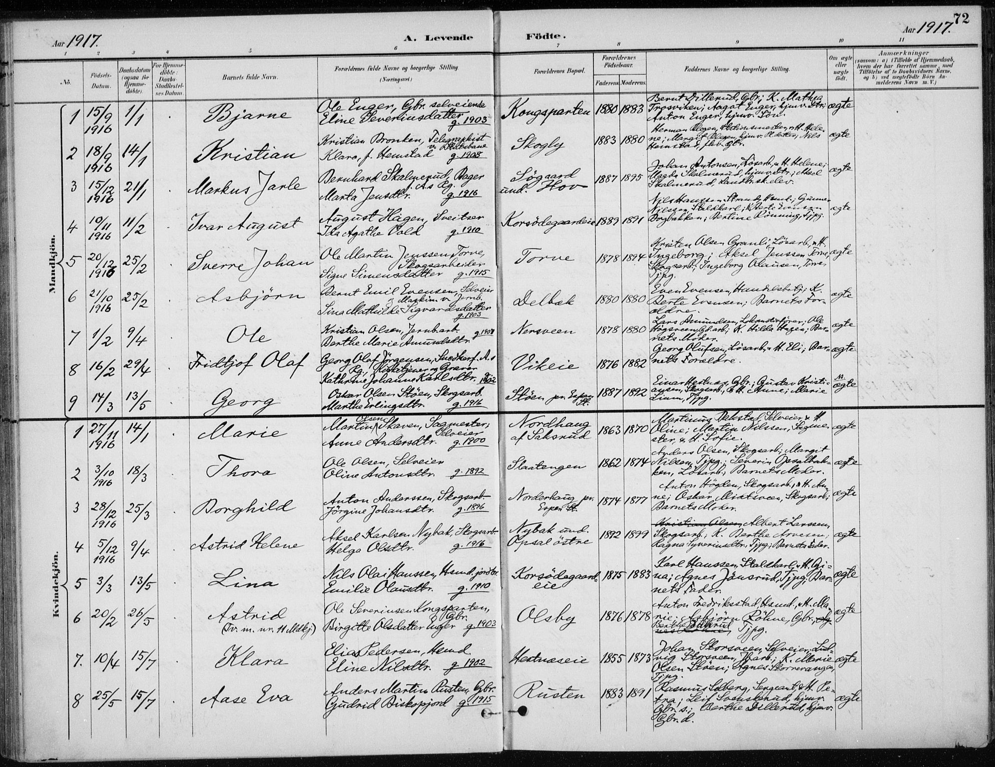 Stange prestekontor, AV/SAH-PREST-002/K/L0023: Parish register (official) no. 23, 1897-1920, p. 72