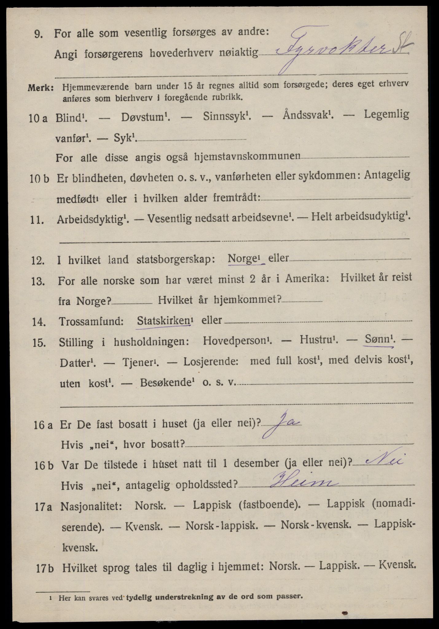 SAT, 1920 census for Sandstad, 1920, p. 1930