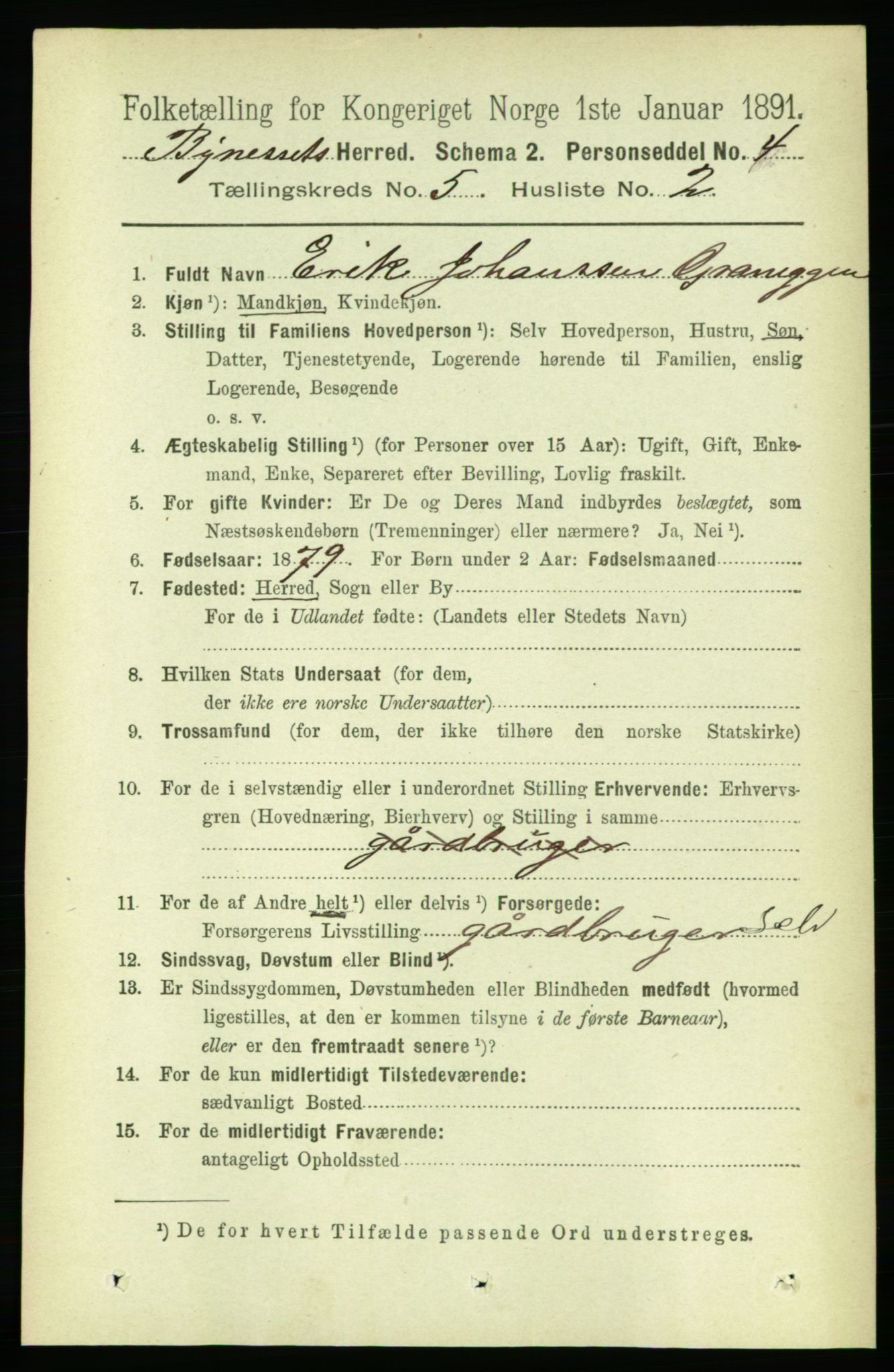 RA, 1891 census for 1655 Byneset, 1891, p. 2049