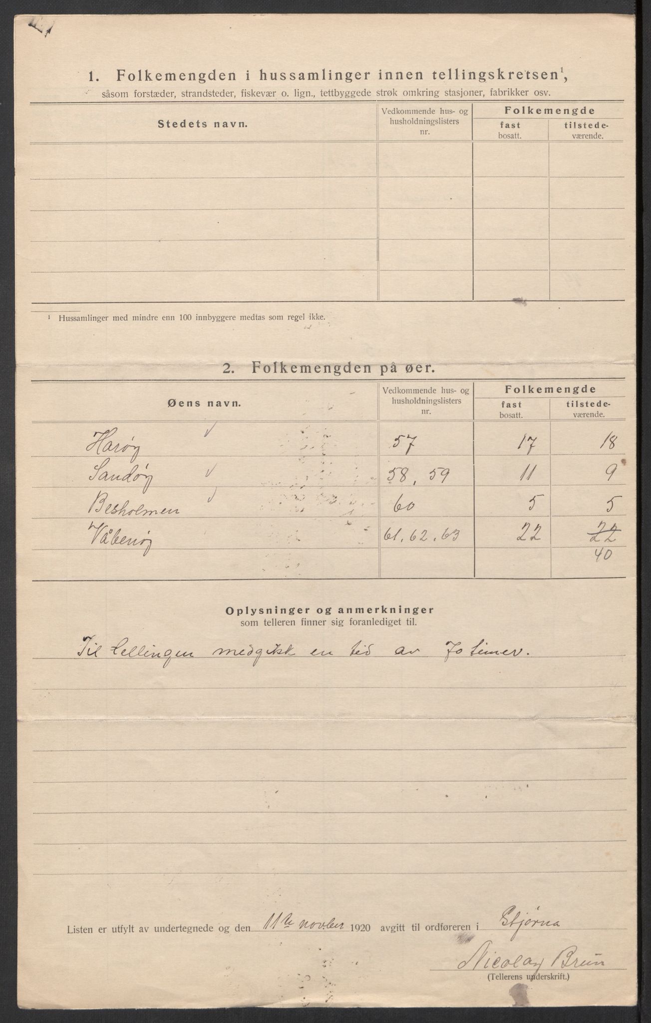 SAT, 1920 census for Stjørna, 1920, p. 22