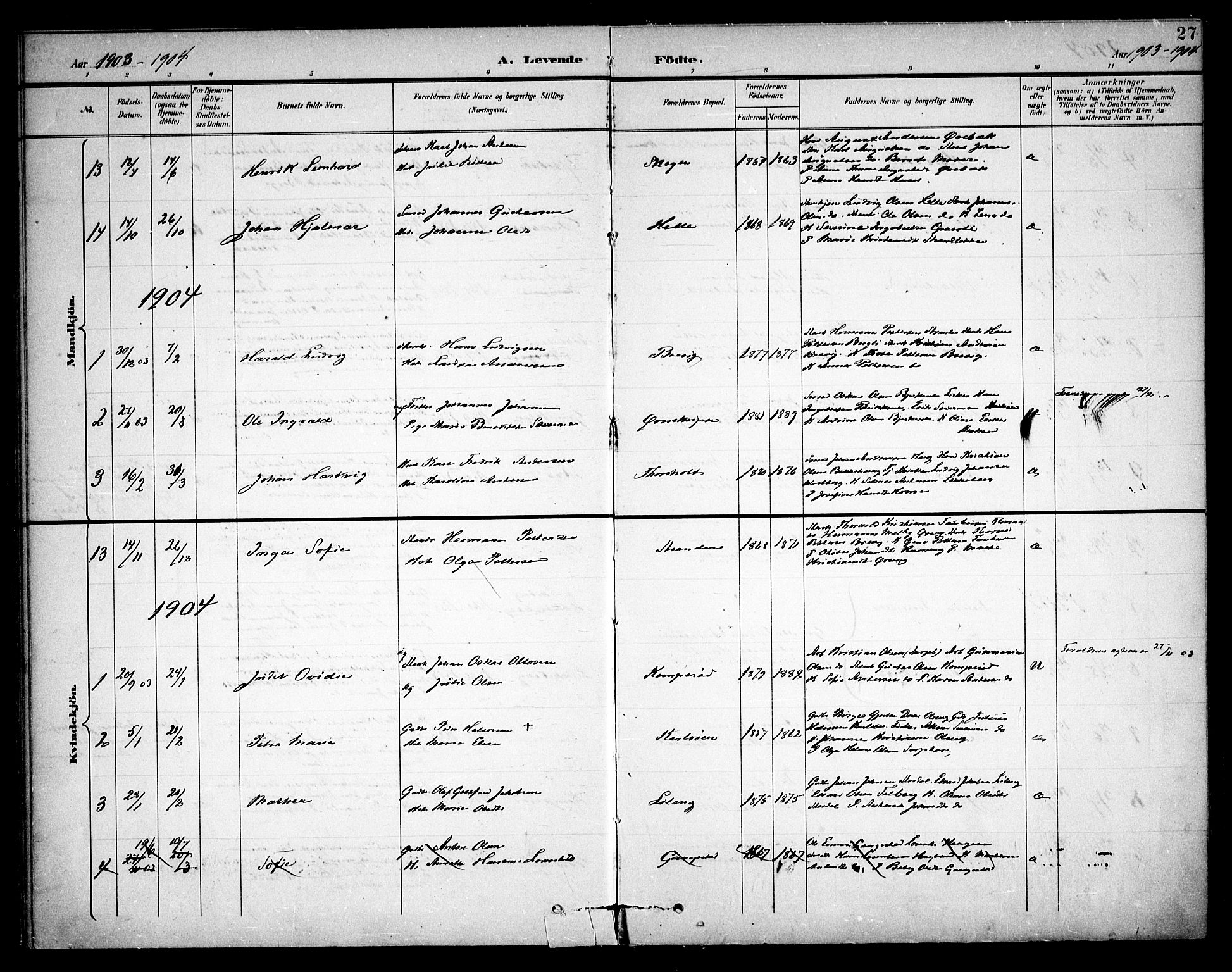 Skjeberg prestekontor Kirkebøker, AV/SAO-A-10923/F/Fb/L0002: Parish register (official) no. II 2, 1895-1910, p. 27