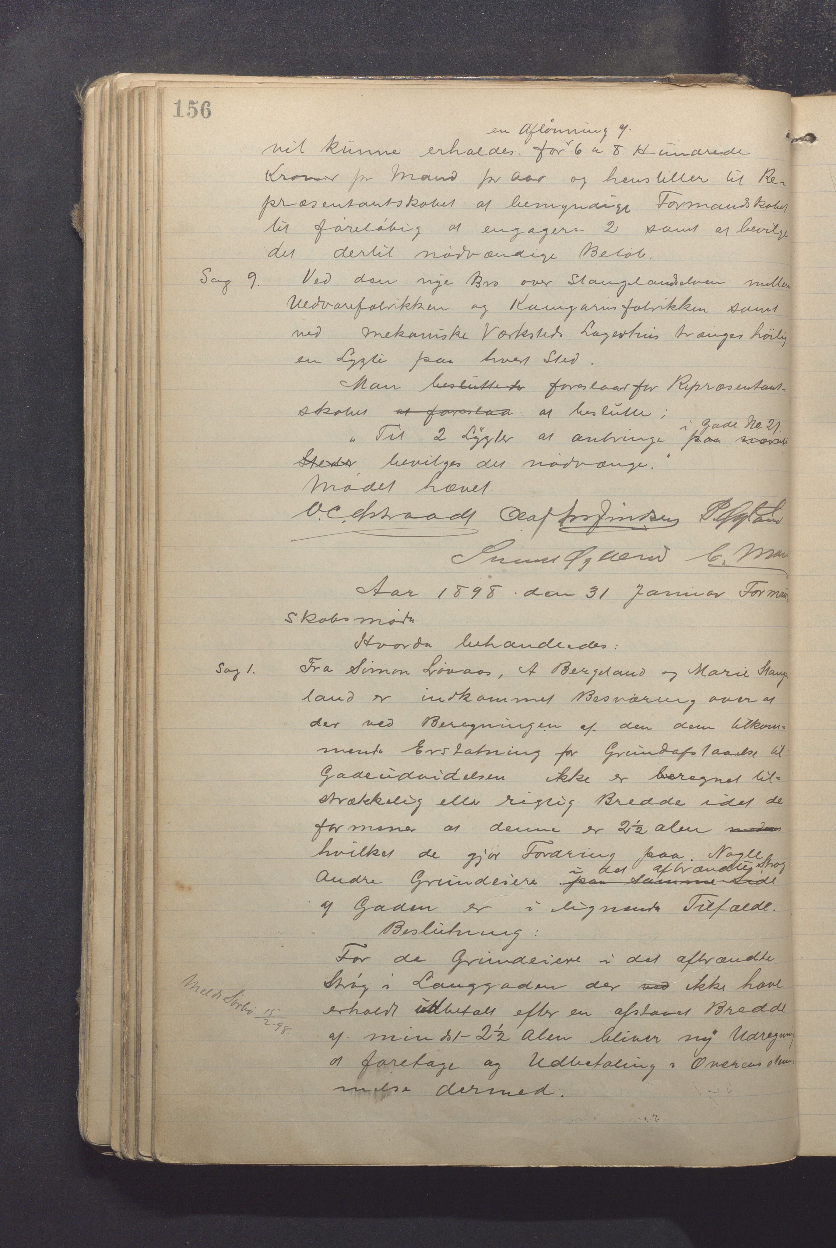 Sandnes kommune - Formannskapet og Bystyret, IKAR/K-100188/Aa/L0005: Møtebok, 1896-1902, p. 156