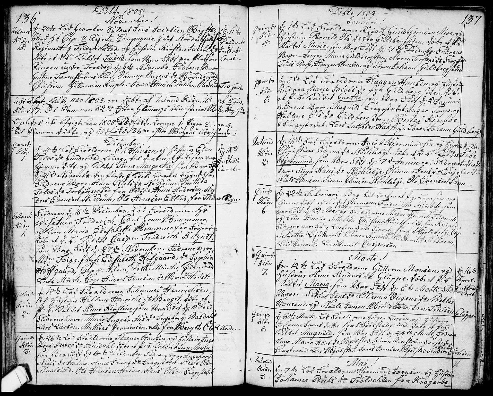 Glemmen prestekontor Kirkebøker, SAO/A-10908/F/Fa/L0003: Parish register (official) no. 3, 1803-1815, p. 136-137
