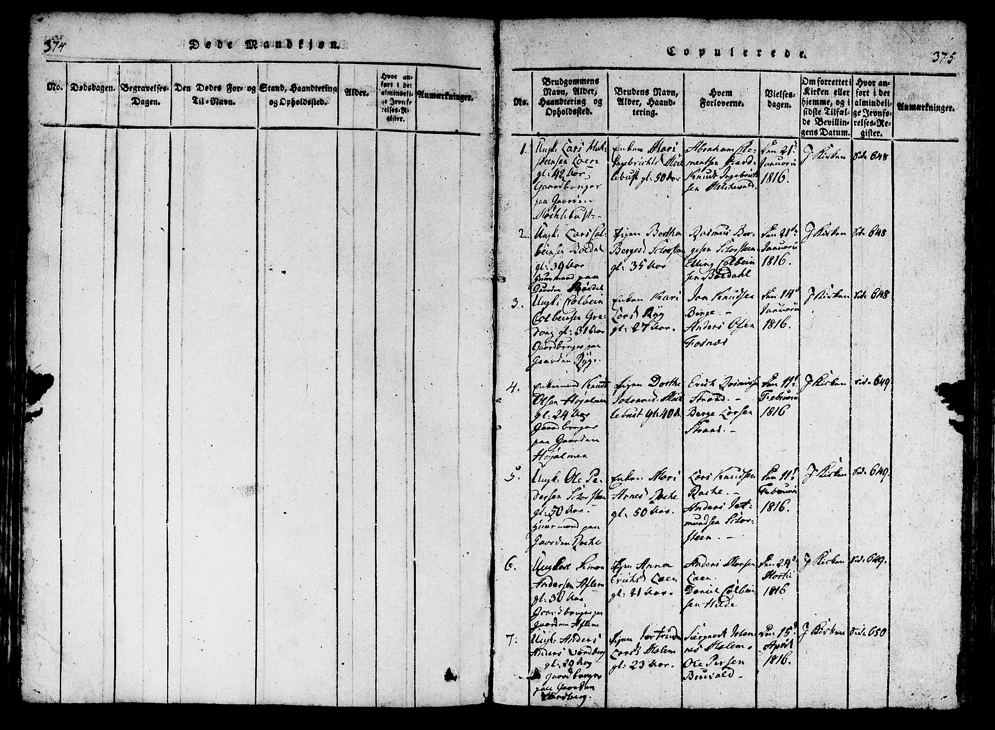 Innvik sokneprestembete, SAB/A-80501: Parish register (official) no. A 2, 1816-1821, p. 374-375