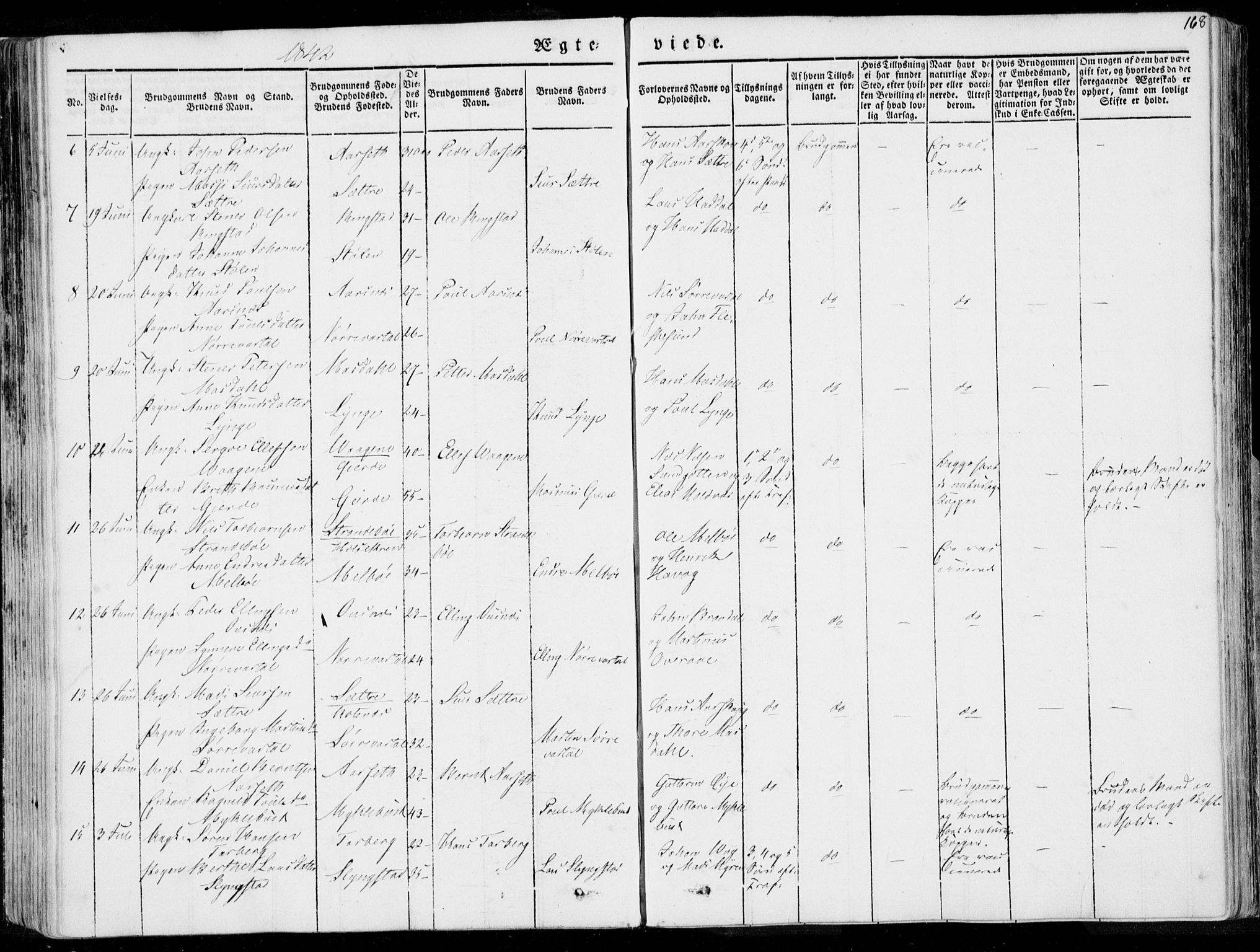 Ministerialprotokoller, klokkerbøker og fødselsregistre - Møre og Romsdal, AV/SAT-A-1454/509/L0104: Parish register (official) no. 509A02, 1833-1847, p. 168