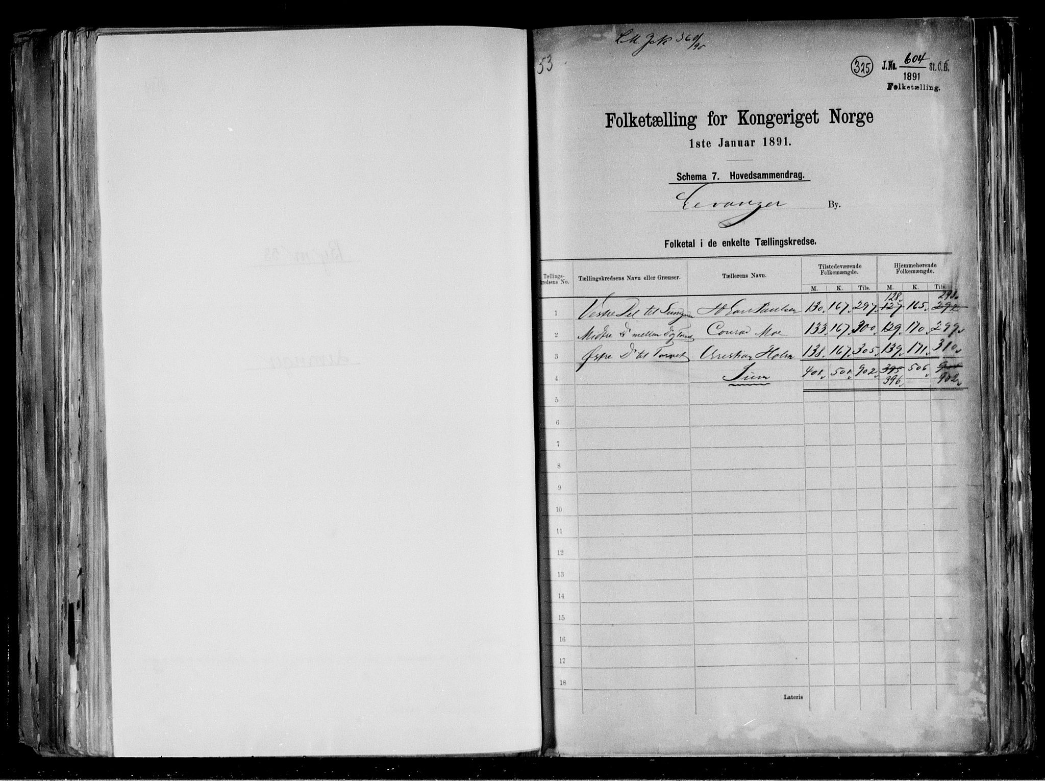 RA, 1891 census for 1701 Levanger, 1891, p. 2