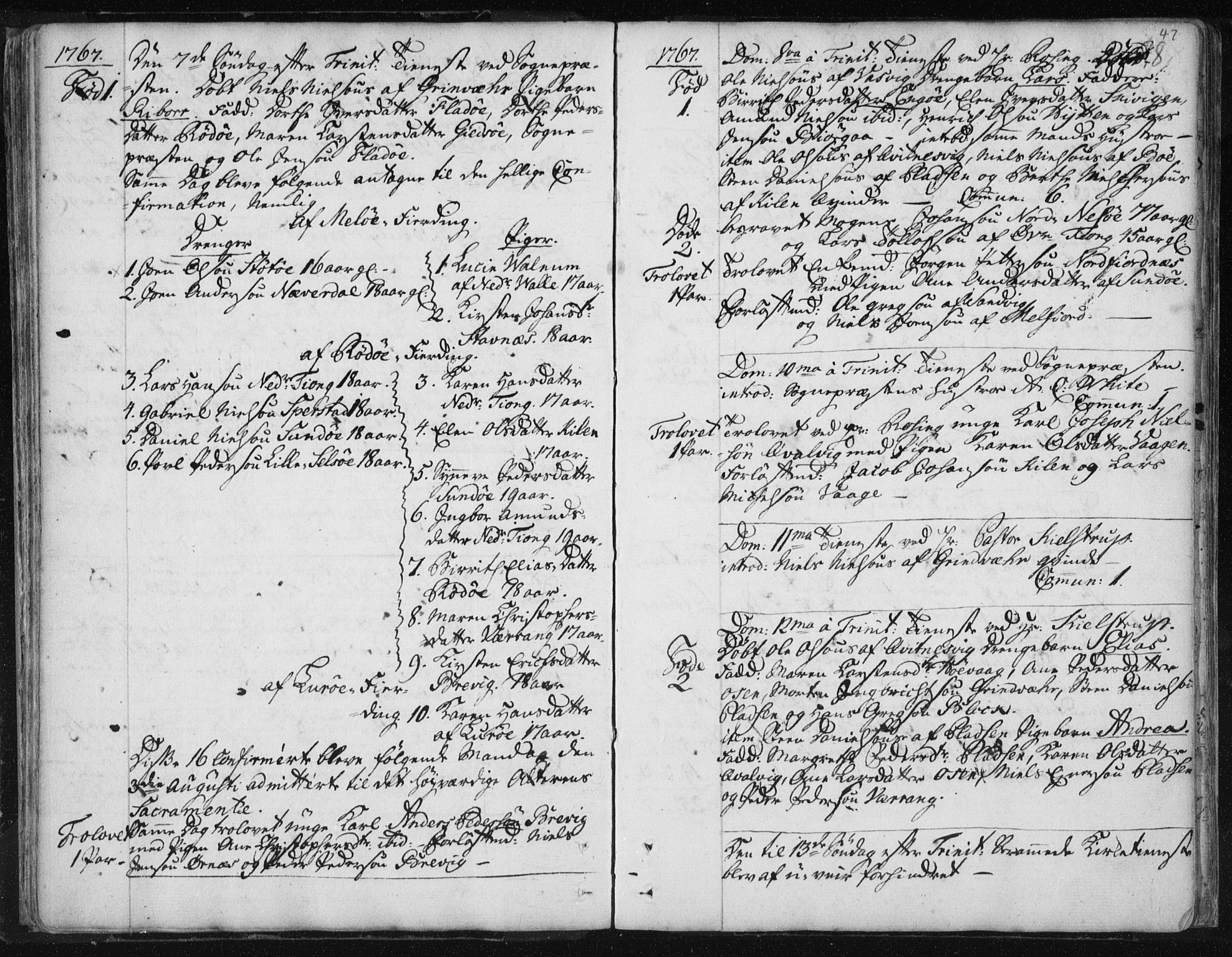 Ministerialprotokoller, klokkerbøker og fødselsregistre - Nordland, AV/SAT-A-1459/841/L0587: Parish register (official) no. 841A02 /1, 1758-1776, p. 47