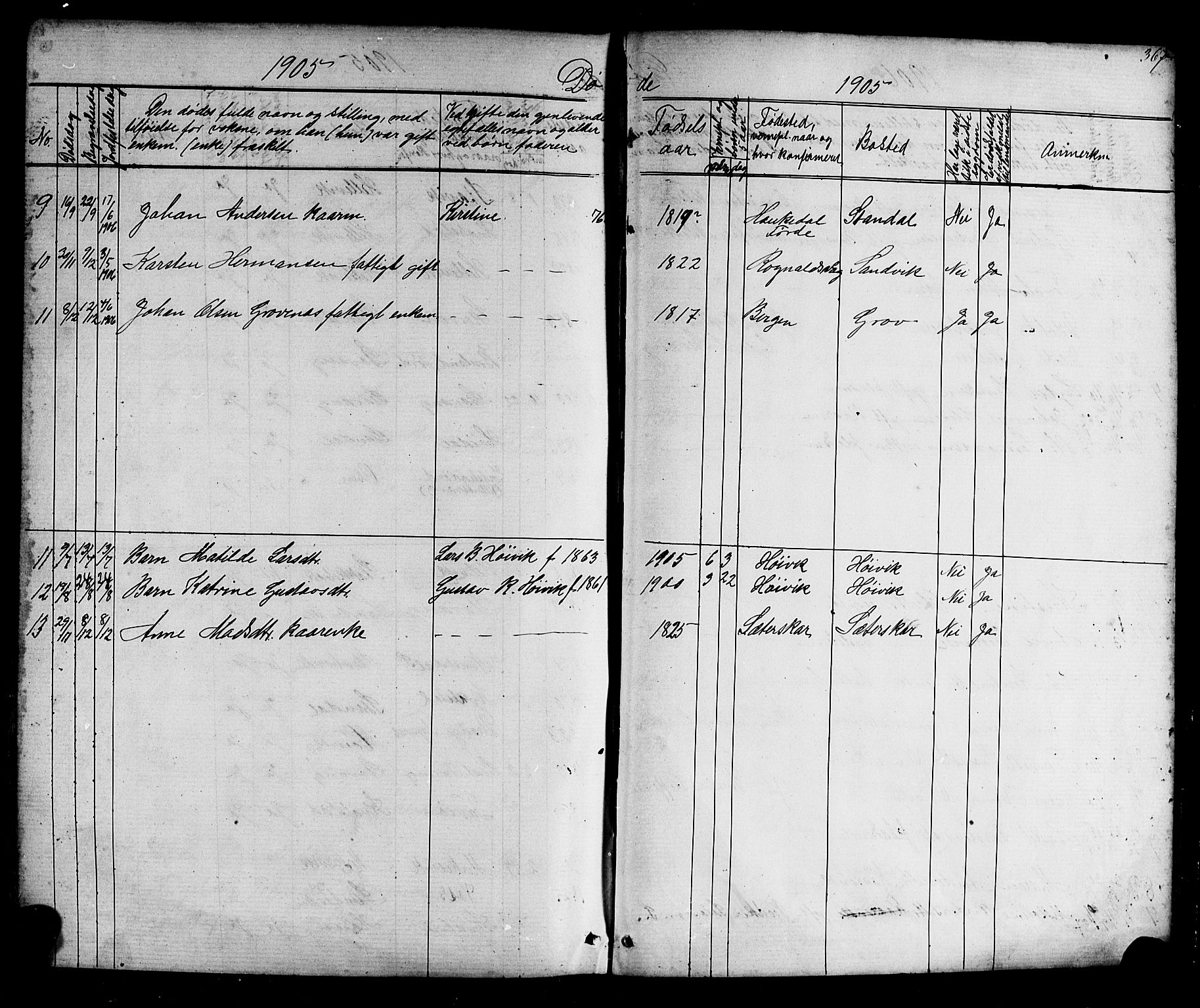 Kinn sokneprestembete, AV/SAB-A-80801/H/Hab/Habc/L0002: Parish register (copy) no. C 2, 1869-1918, p. 367