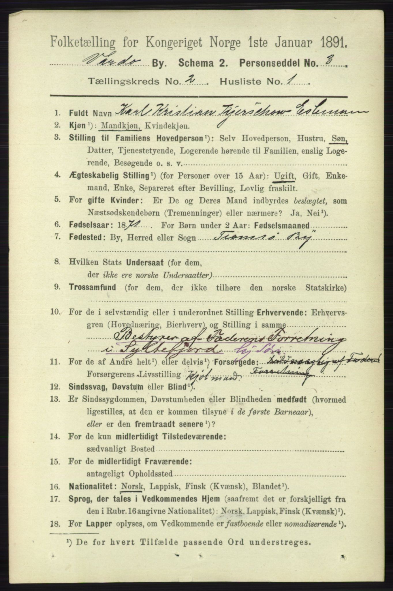 RA, 1891 census for 2002 Vardø, 1891, p. 1079