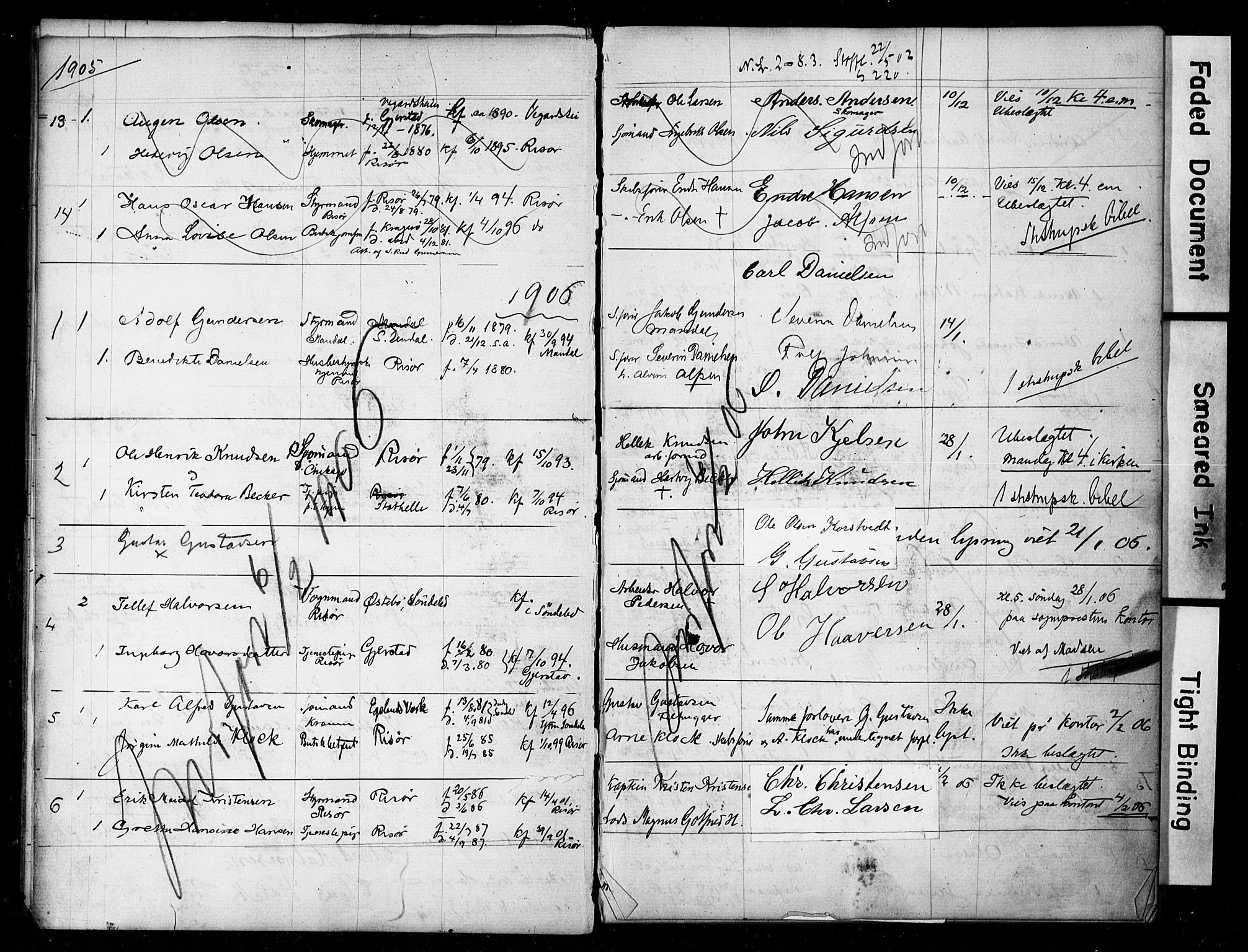 Risør sokneprestkontor, SAK/1111-0035/F/Fe/L0003: Banns register no. A VI 3, 1901-1918