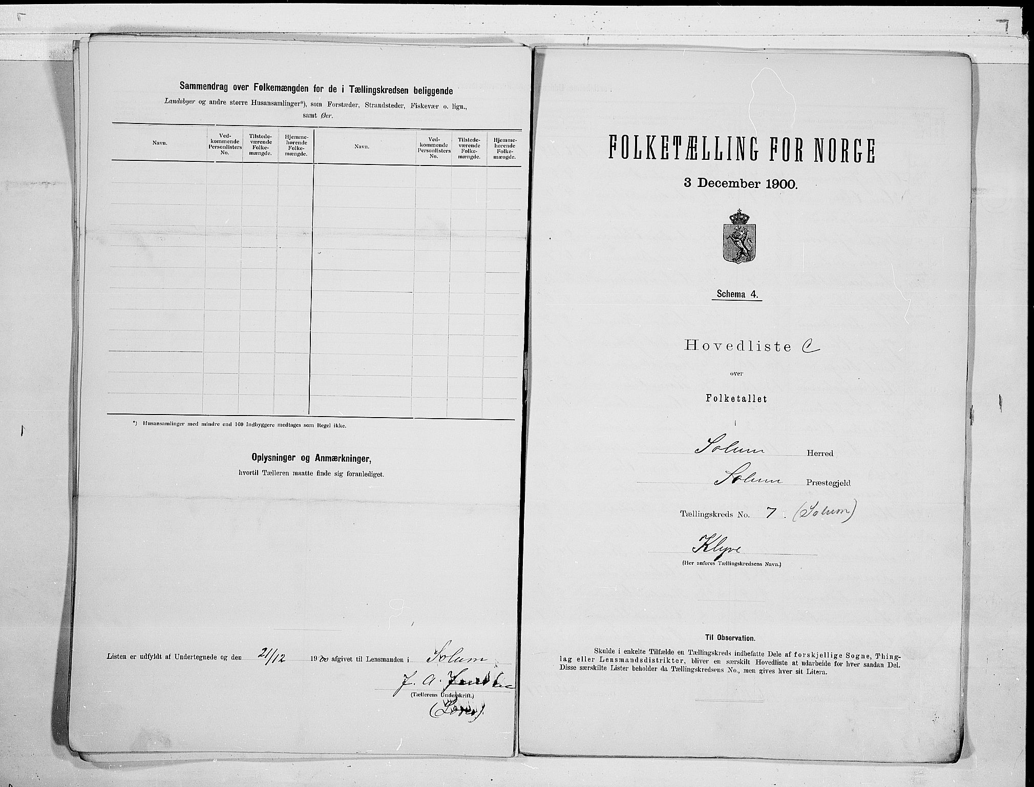 SAKO, 1900 census for Solum, 1900, p. 22