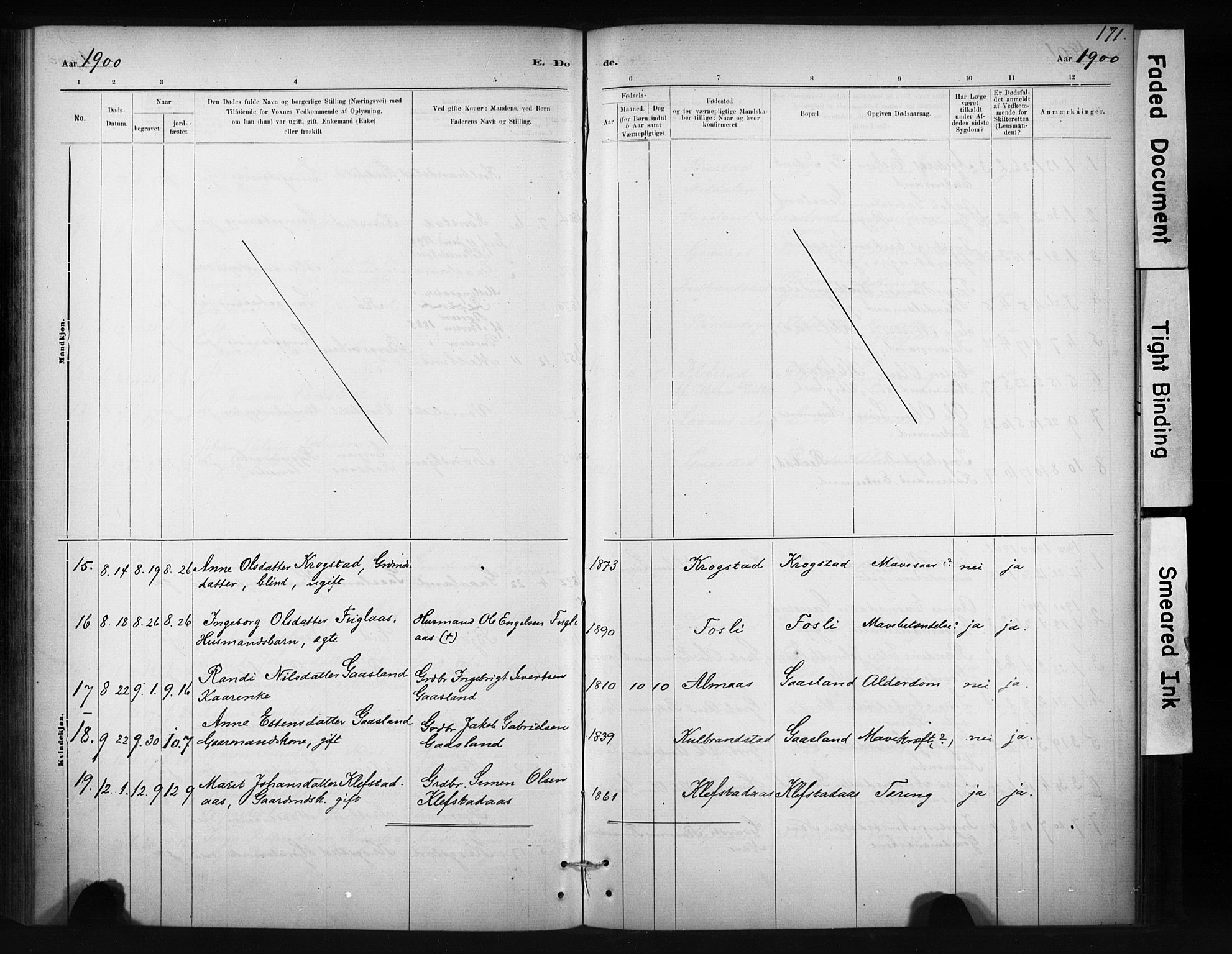 Ministerialprotokoller, klokkerbøker og fødselsregistre - Sør-Trøndelag, SAT/A-1456/694/L1127: Parish register (official) no. 694A01, 1887-1905, p. 171