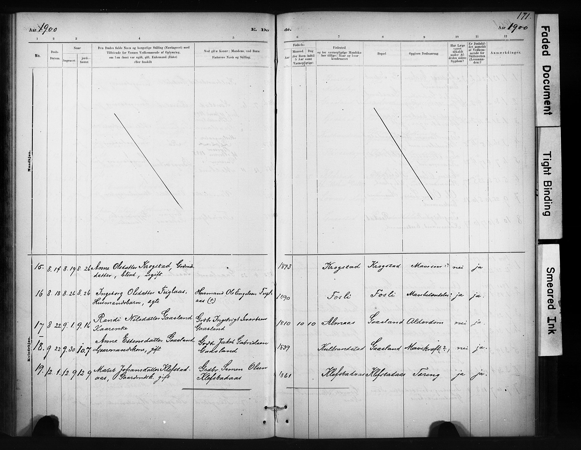 Ministerialprotokoller, klokkerbøker og fødselsregistre - Sør-Trøndelag, AV/SAT-A-1456/694/L1127: Parish register (official) no. 694A01, 1887-1905, p. 171