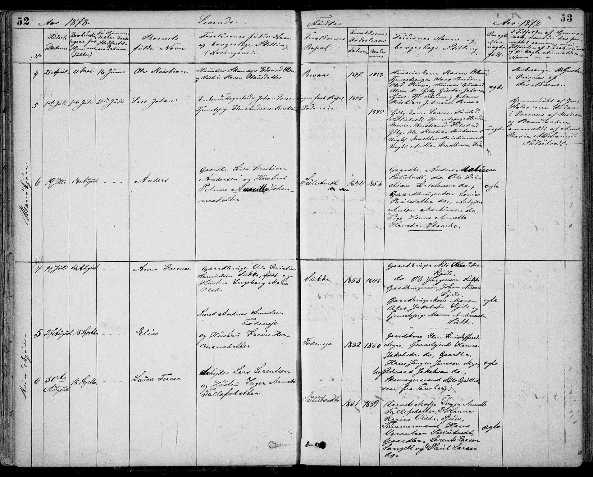 Ramnes kirkebøker, SAKO/A-314/G/Gb/L0001: Parish register (copy) no. II 1, 1869-1904, p. 52-53