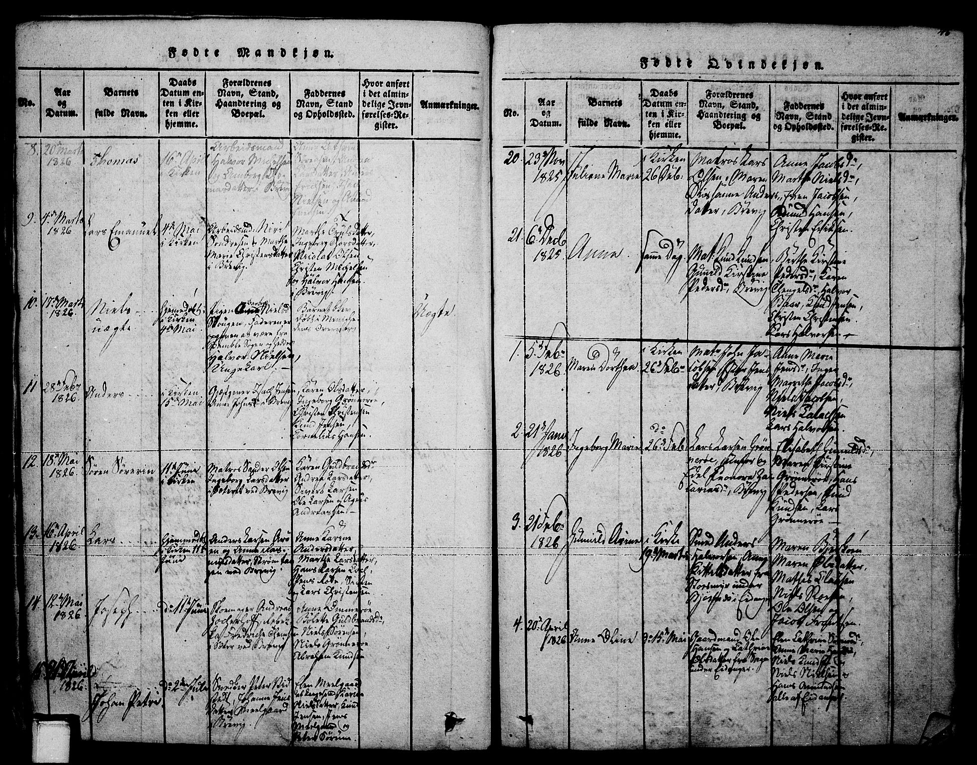 Brevik kirkebøker, SAKO/A-255/F/Fa/L0004: Parish register (official) no. 4, 1814-1846, p. 46