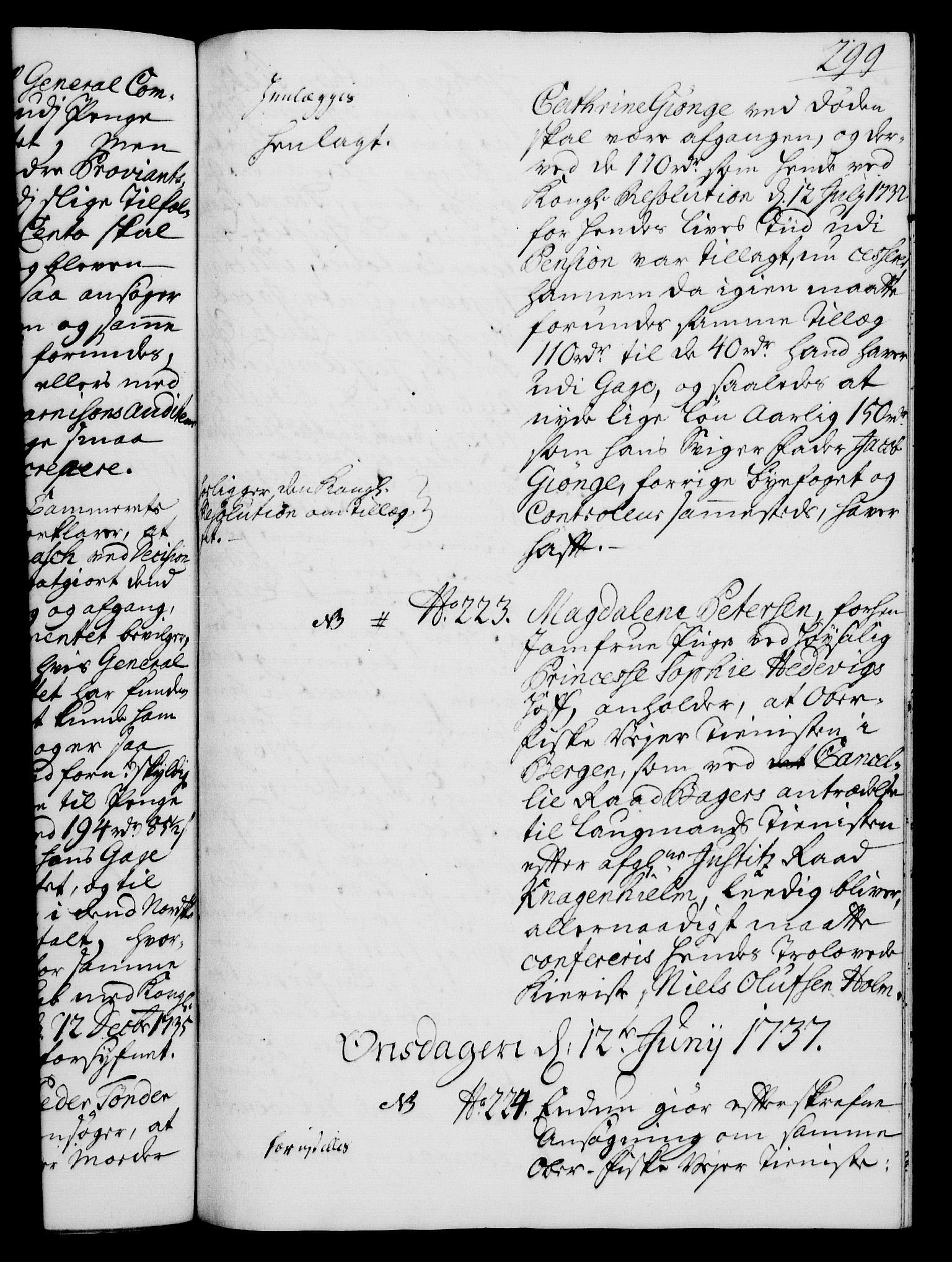 Rentekammeret, Kammerkanselliet, AV/RA-EA-3111/G/Gh/Gha/L0019: Norsk ekstraktmemorialprotokoll (merket RK 53.64), 1736-1737, p. 299