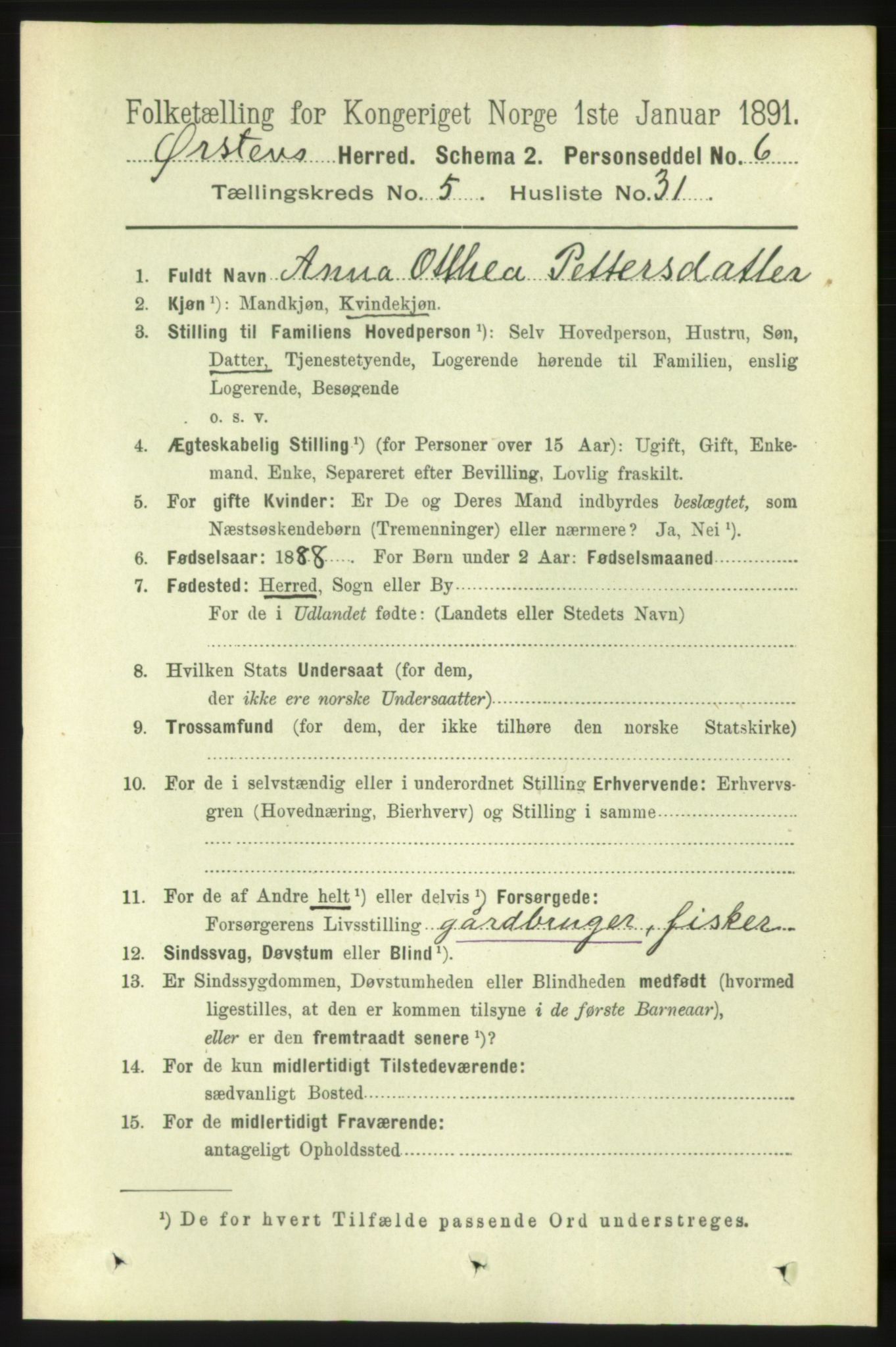 RA, 1891 census for 1520 Ørsta, 1891, p. 2462