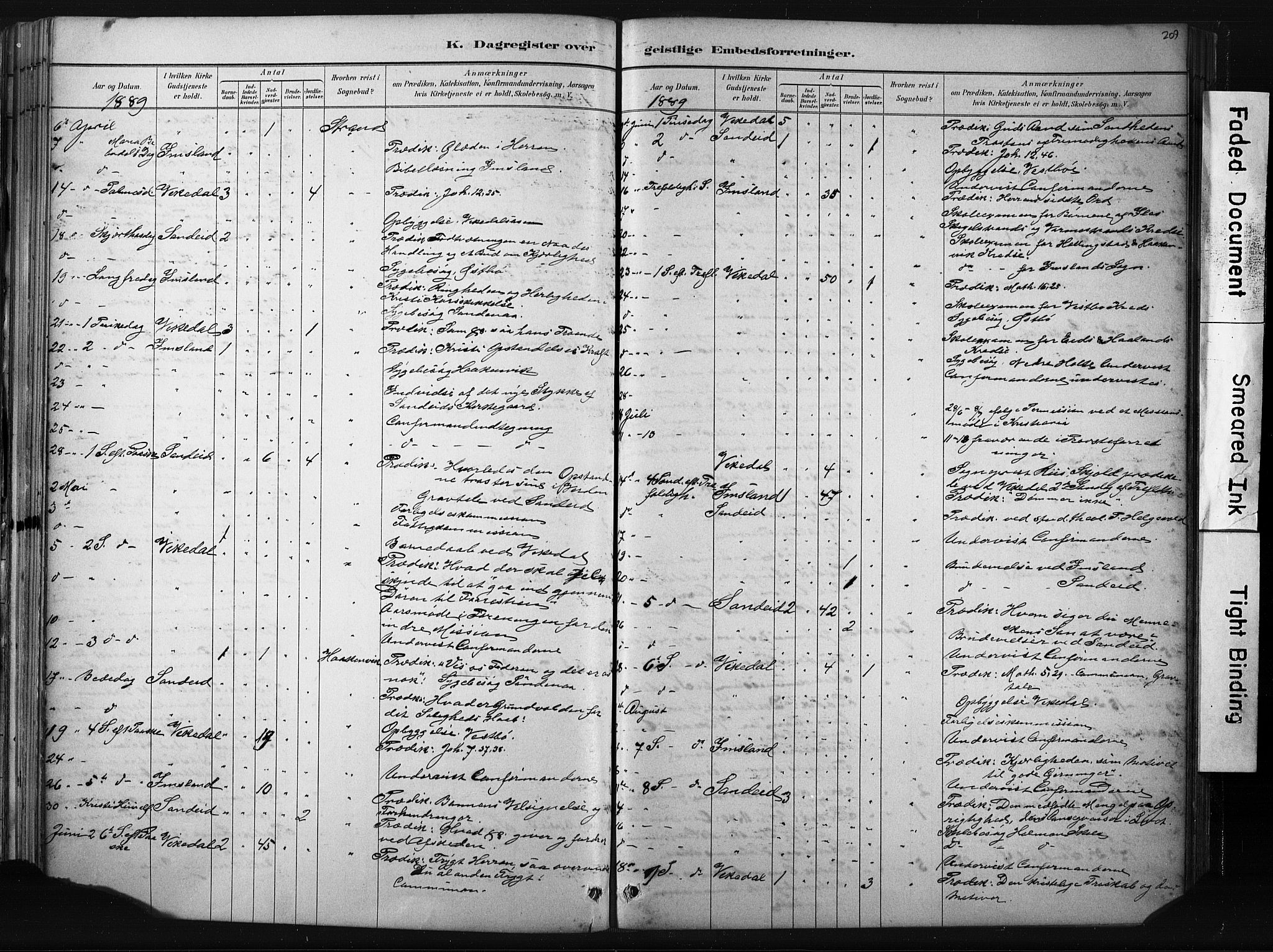 Vikedal sokneprestkontor, AV/SAST-A-101840/01/IV: Parish register (official) no. A 10, 1884-1907, p. 209