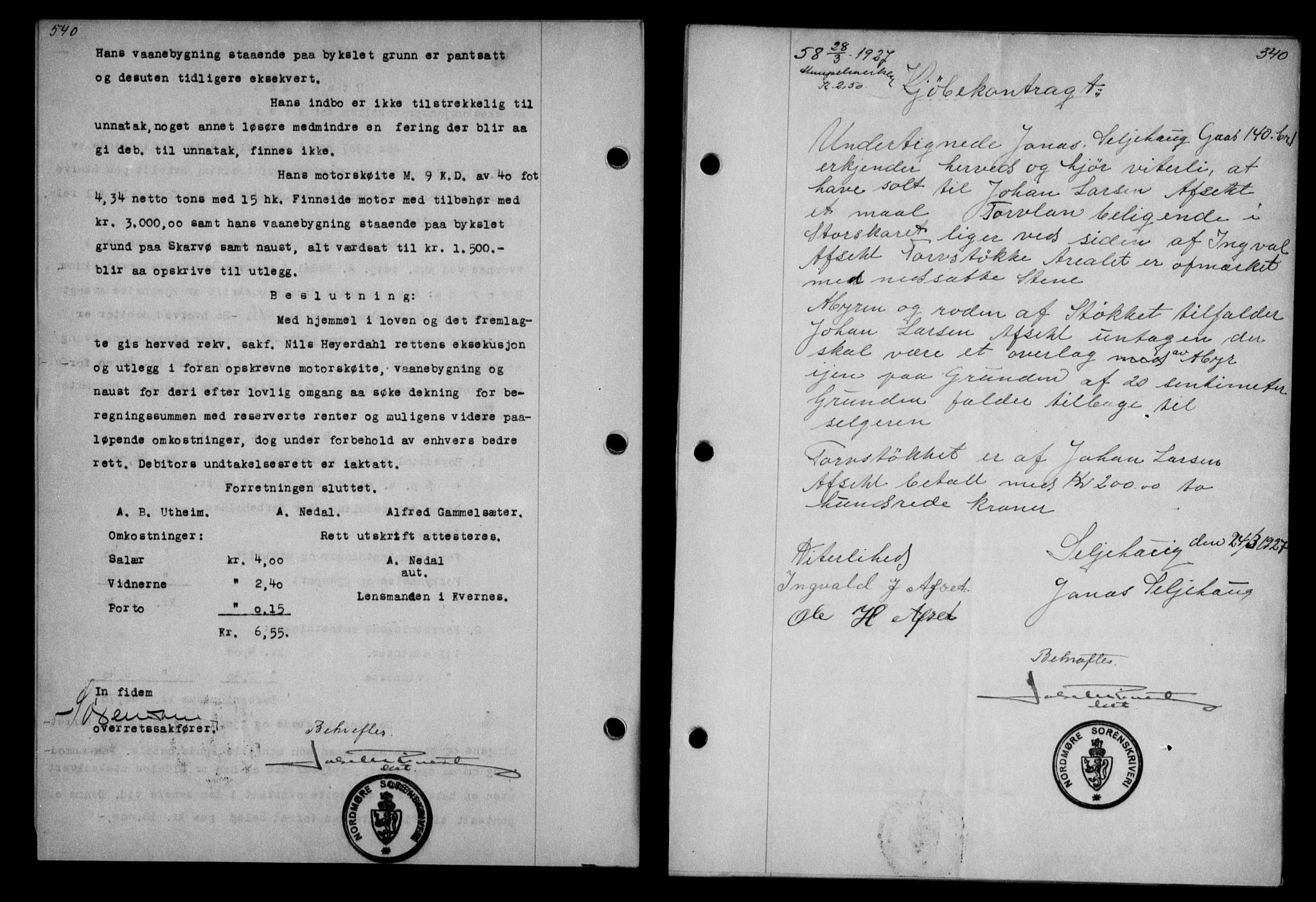 Nordmøre sorenskriveri, AV/SAT-A-4132/1/2/2Ca/L0061: Mortgage book no. 51, 1926-1927, Deed date: 28.03.1927