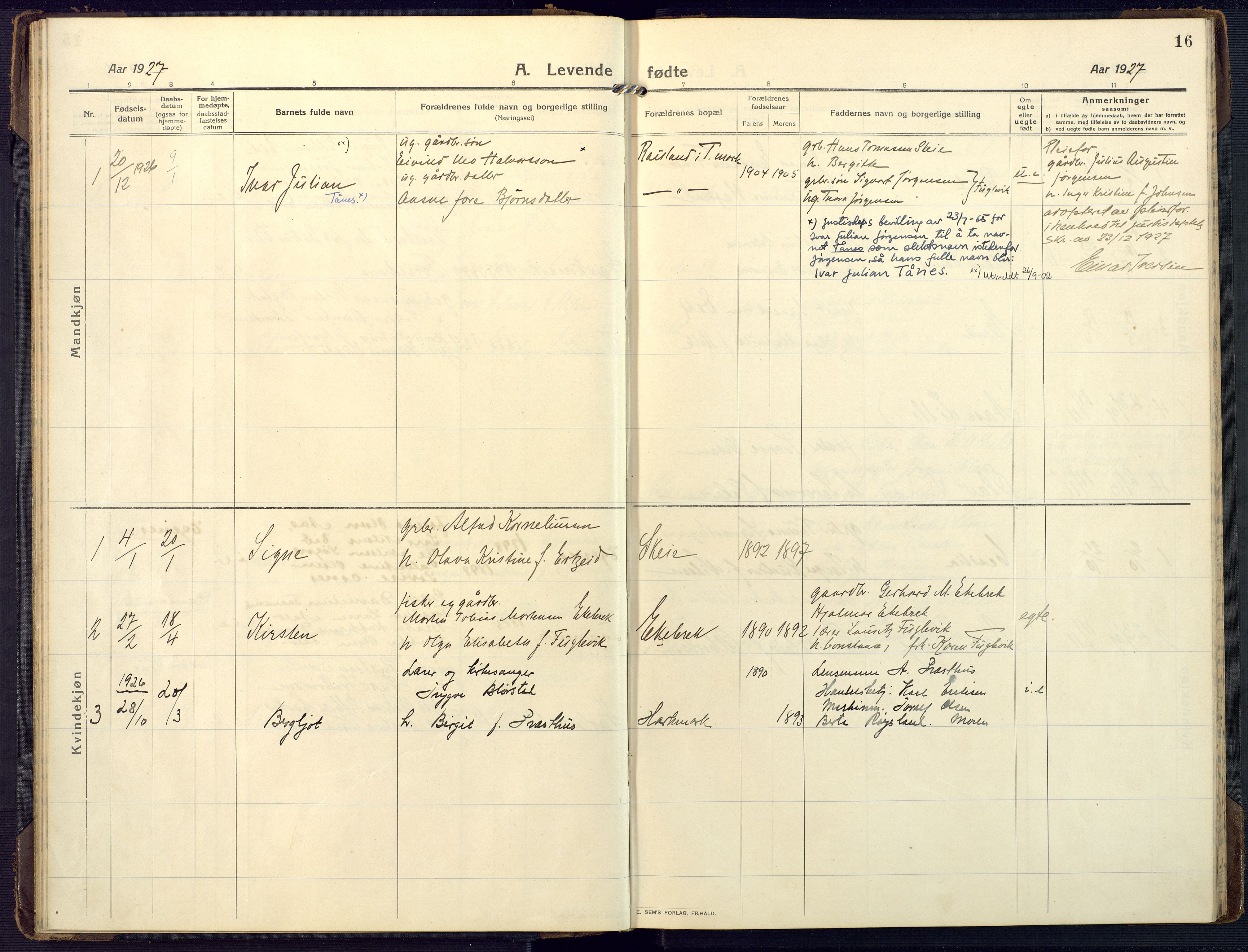 Mandal sokneprestkontor, SAK/1111-0030/F/Fa/Fab/L0003: Parish register (official) no. A 3, 1913-1933, p. 16