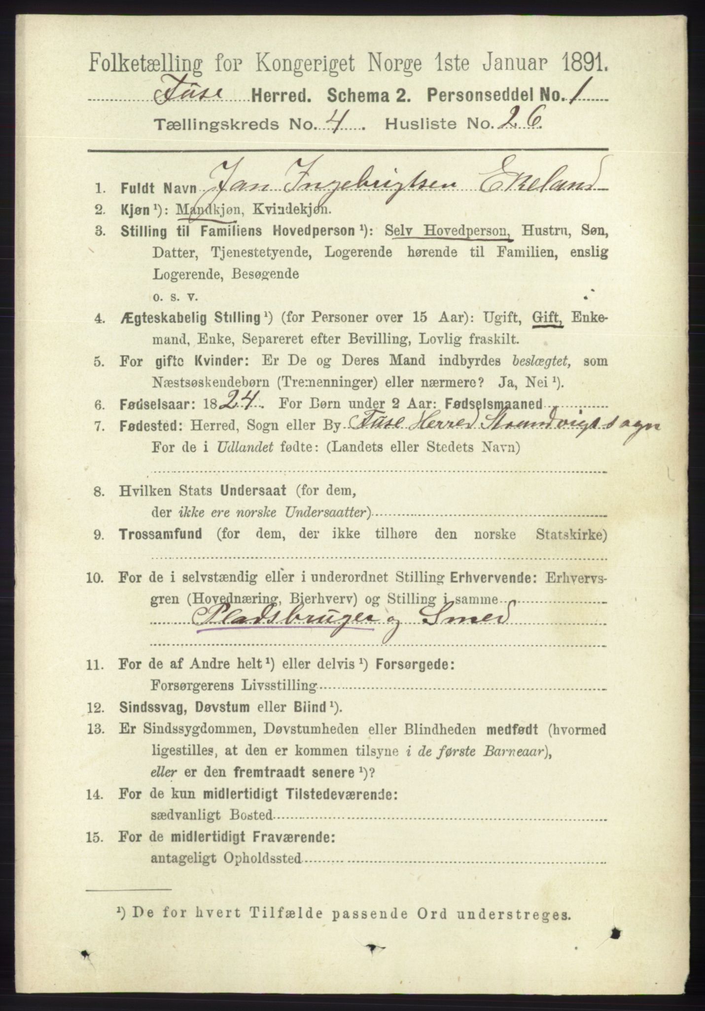 RA, 1891 census for 1241 Fusa, 1891, p. 856