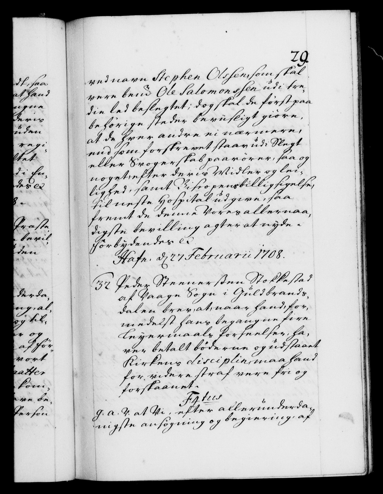 Danske Kanselli 1572-1799, RA/EA-3023/F/Fc/Fca/Fcaa/L0020: Norske registre, 1708-1711, p. 29a