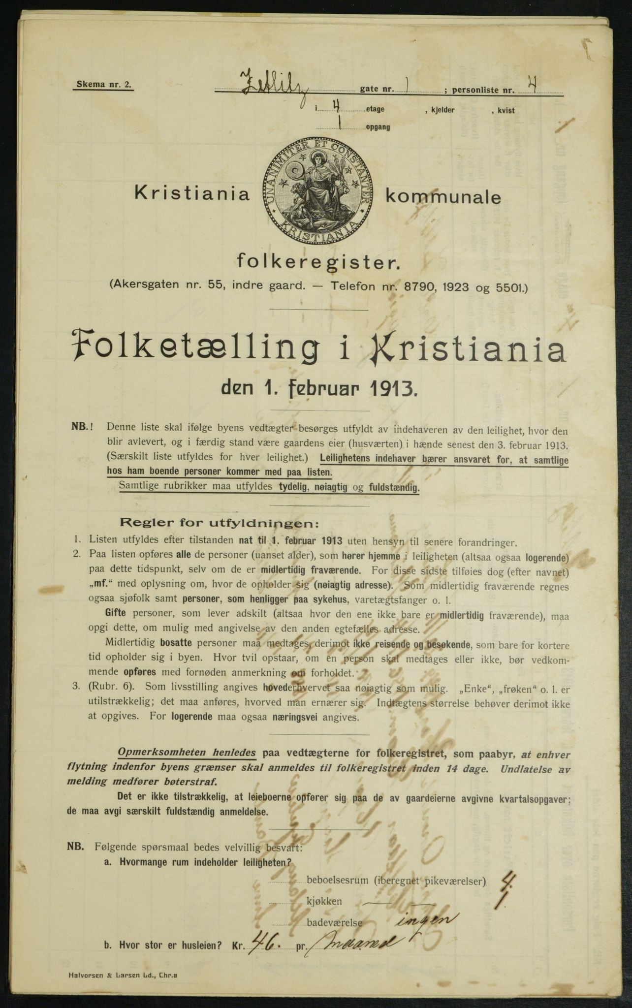 OBA, Municipal Census 1913 for Kristiania, 1913, p. 128508