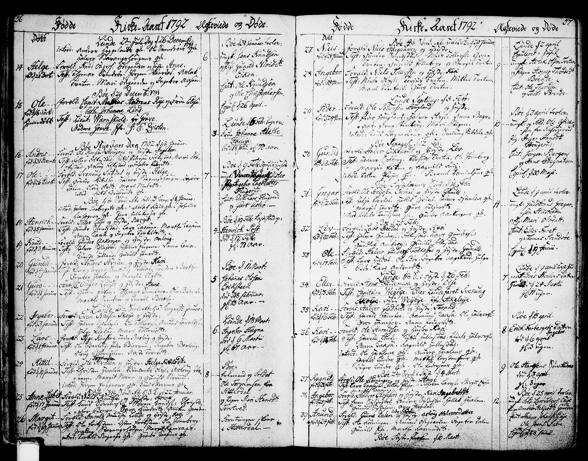 Bø kirkebøker, AV/SAKO-A-257/F/Fa/L0005: Parish register (official) no. 5, 1785-1815, p. 56-57