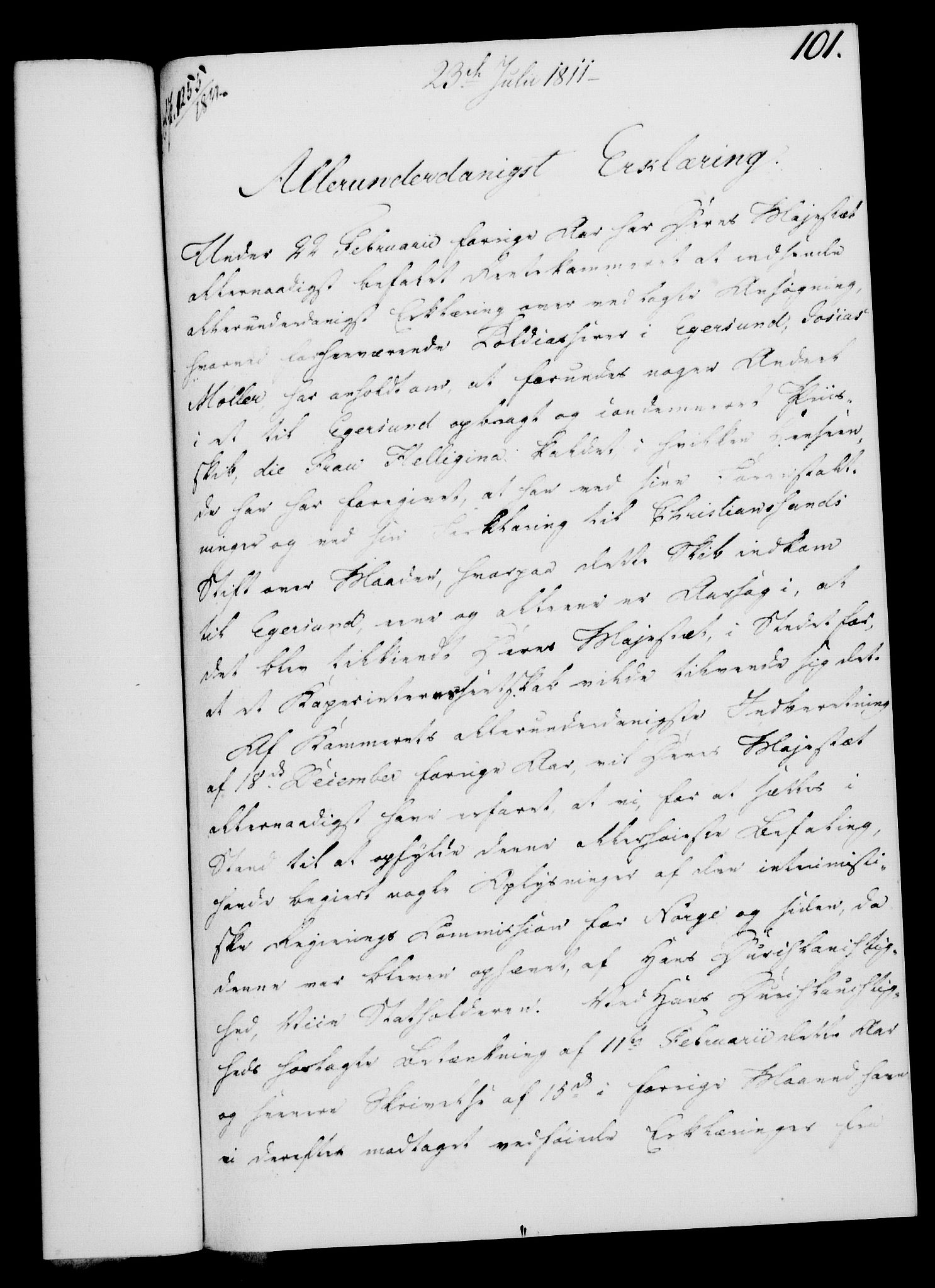 Rentekammeret, Kammerkanselliet, RA/EA-3111/G/Gf/Gfa/L0093: Norsk relasjons- og resolusjonsprotokoll (merket RK 52.93), 1811, p. 413