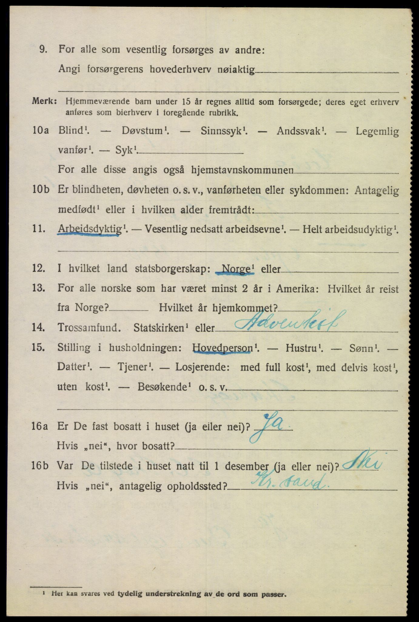 SAK, 1920 census for Høvåg, 1920, p. 2595