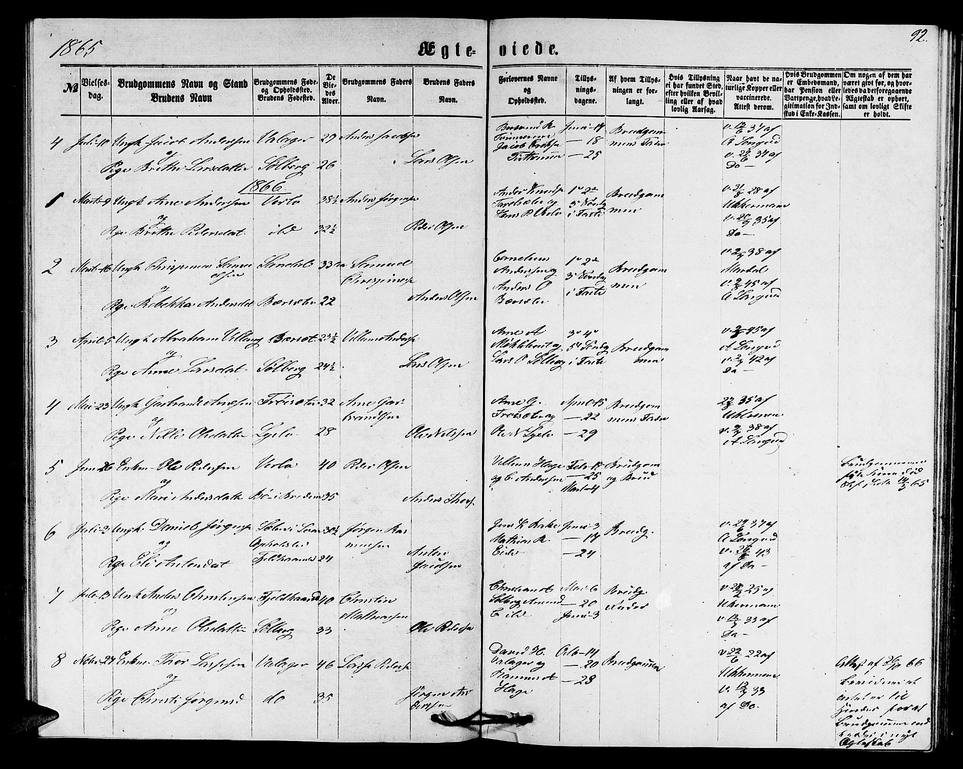 Innvik sokneprestembete, AV/SAB-A-80501: Parish register (copy) no. C 2, 1864-1882, p. 92