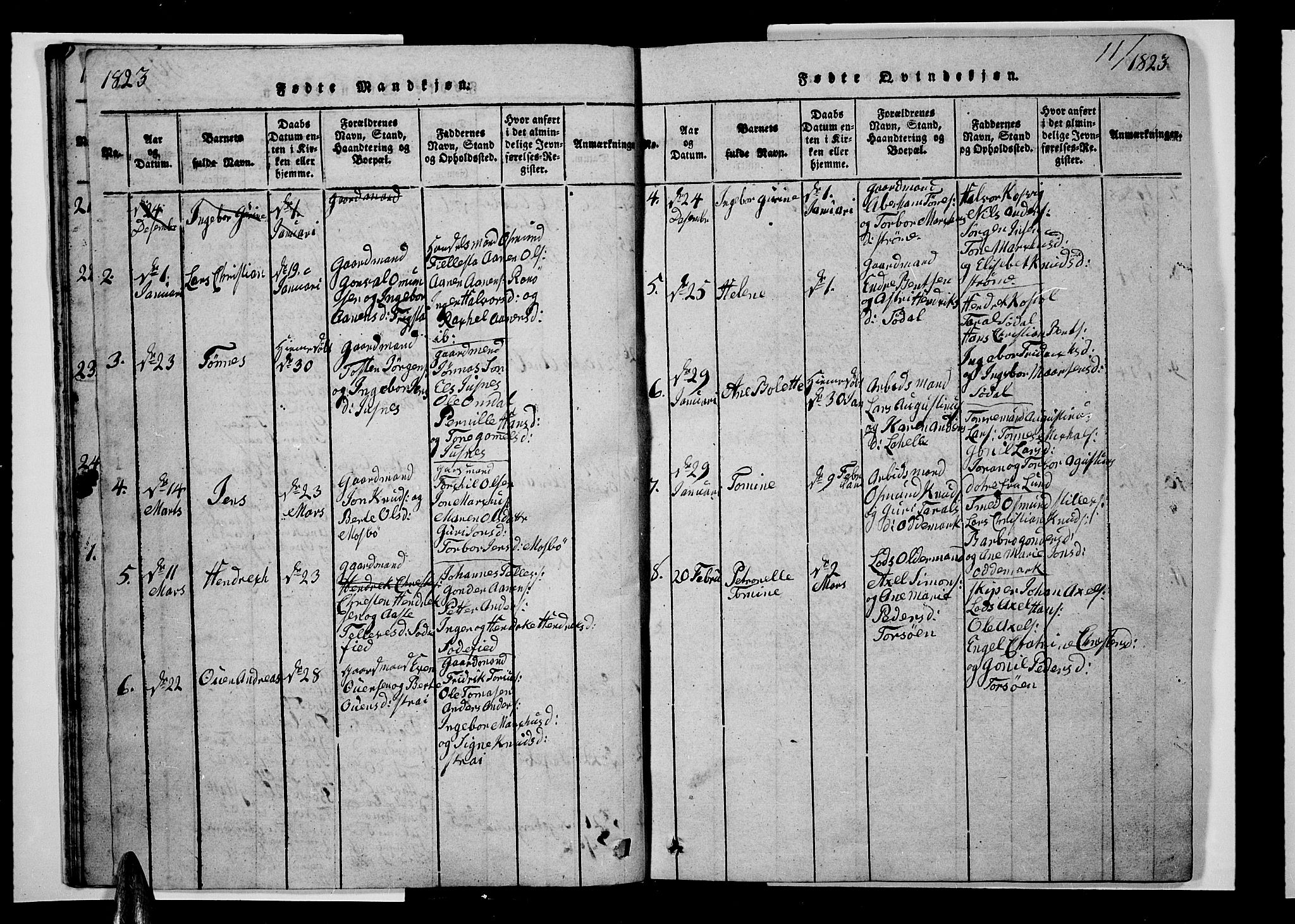 Oddernes sokneprestkontor, AV/SAK-1111-0033/F/Fb/Fba/L0003: Parish register (copy) no. B 3, 1820-1838, p. 11